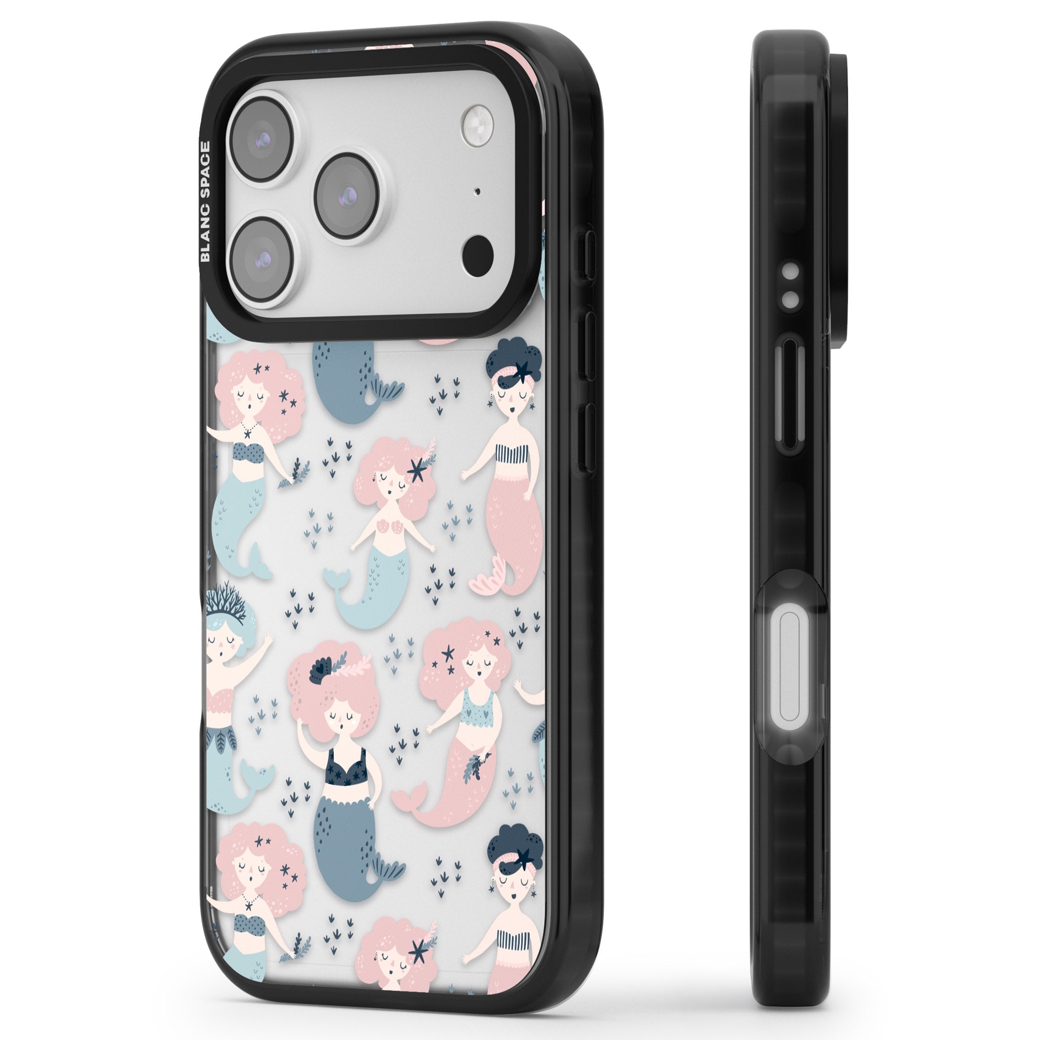 Under The Sea Mermaids (Clear) iPhone 17 Pro Max Impact Black Phone Case Side Profile