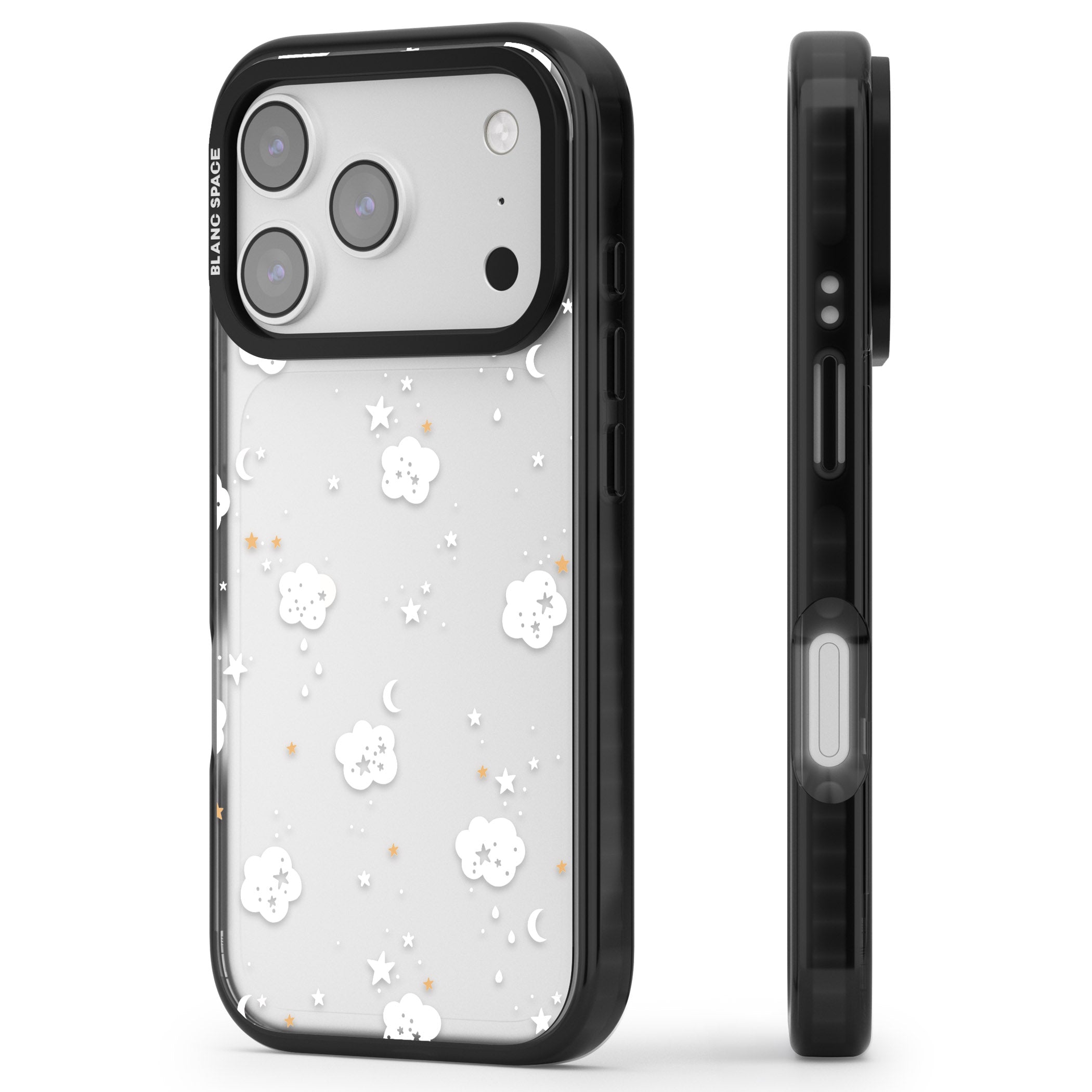 Starry Night Cloud iPhone 17 Pro Max Impact Black Phone Case Side Profile