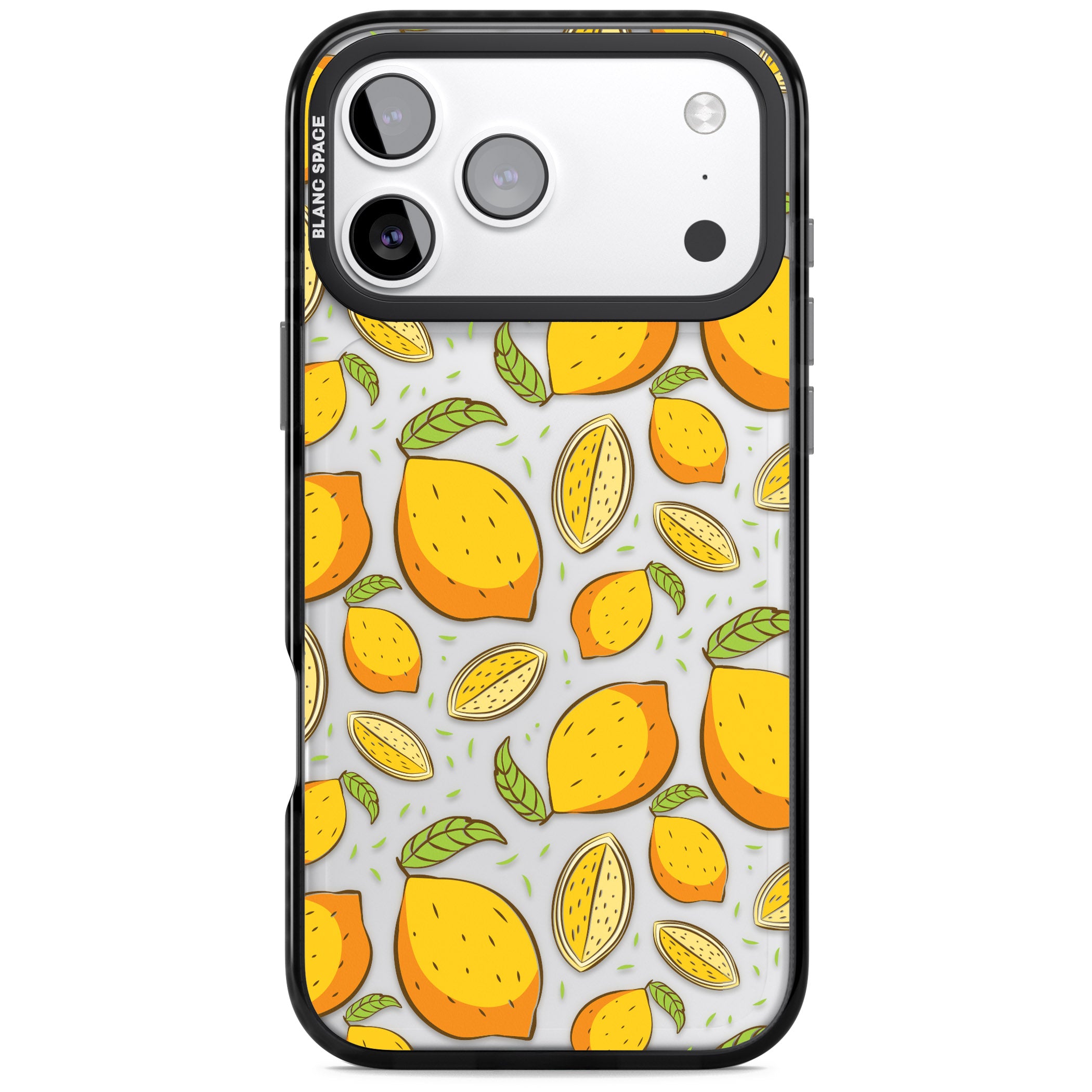 Lemon Pattern iPhone 17 Pro Max Impact Black Phone Case