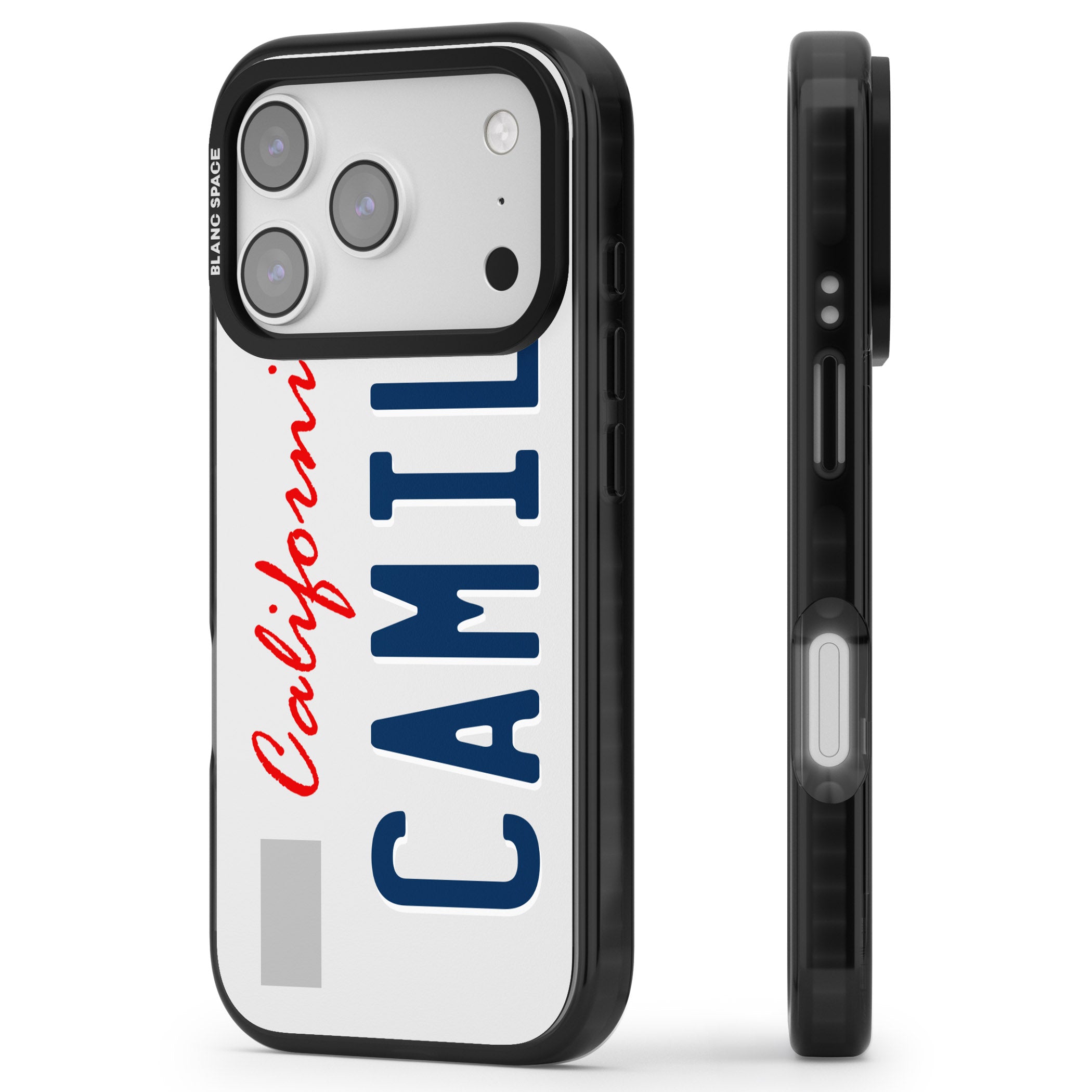 Personalised California License Plate iPhone 17 Pro Max Impact Black Phone Case Side Profile