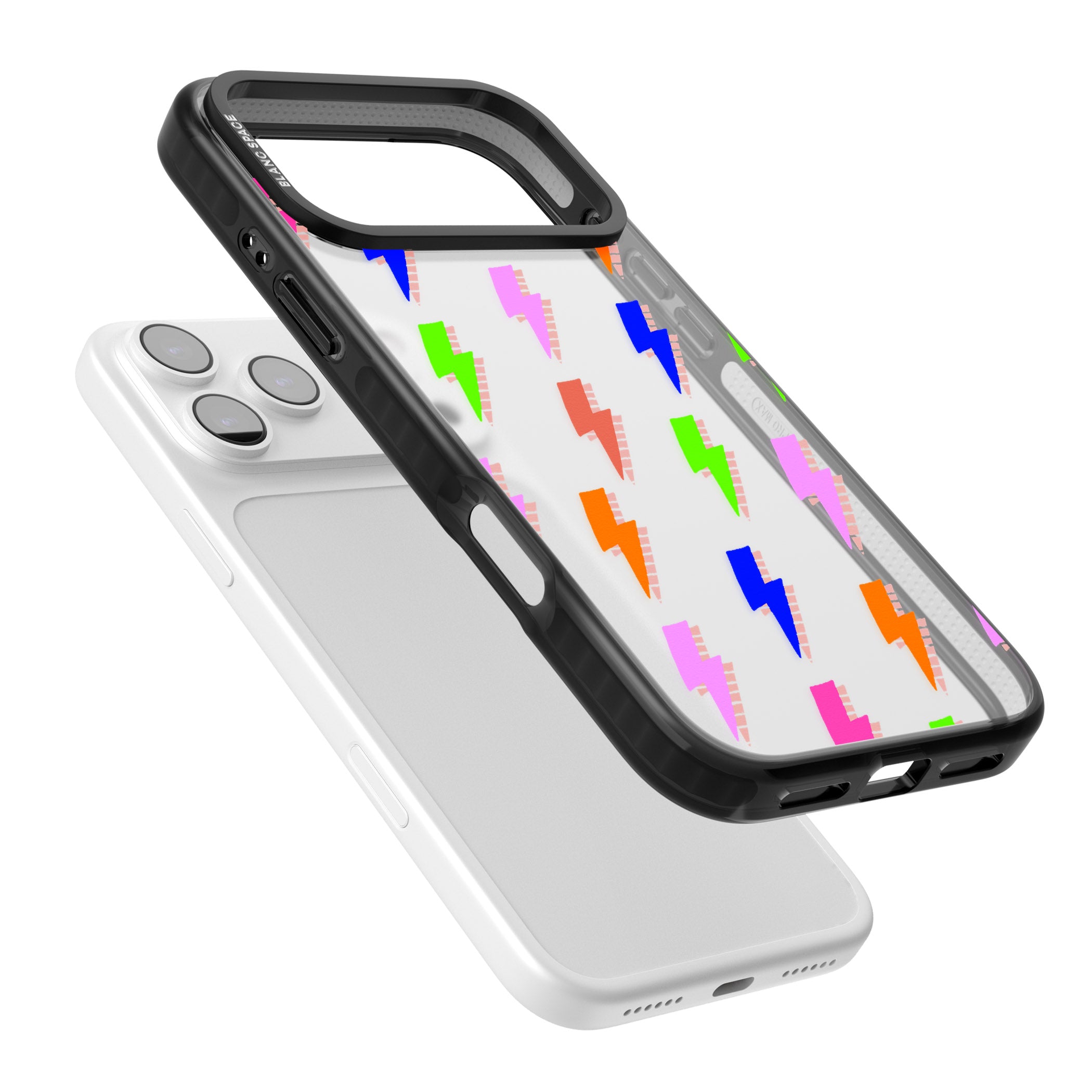 Rainbow Pop Lightning iPhone 17 Pro Max Impact Black Phone Case Colours
