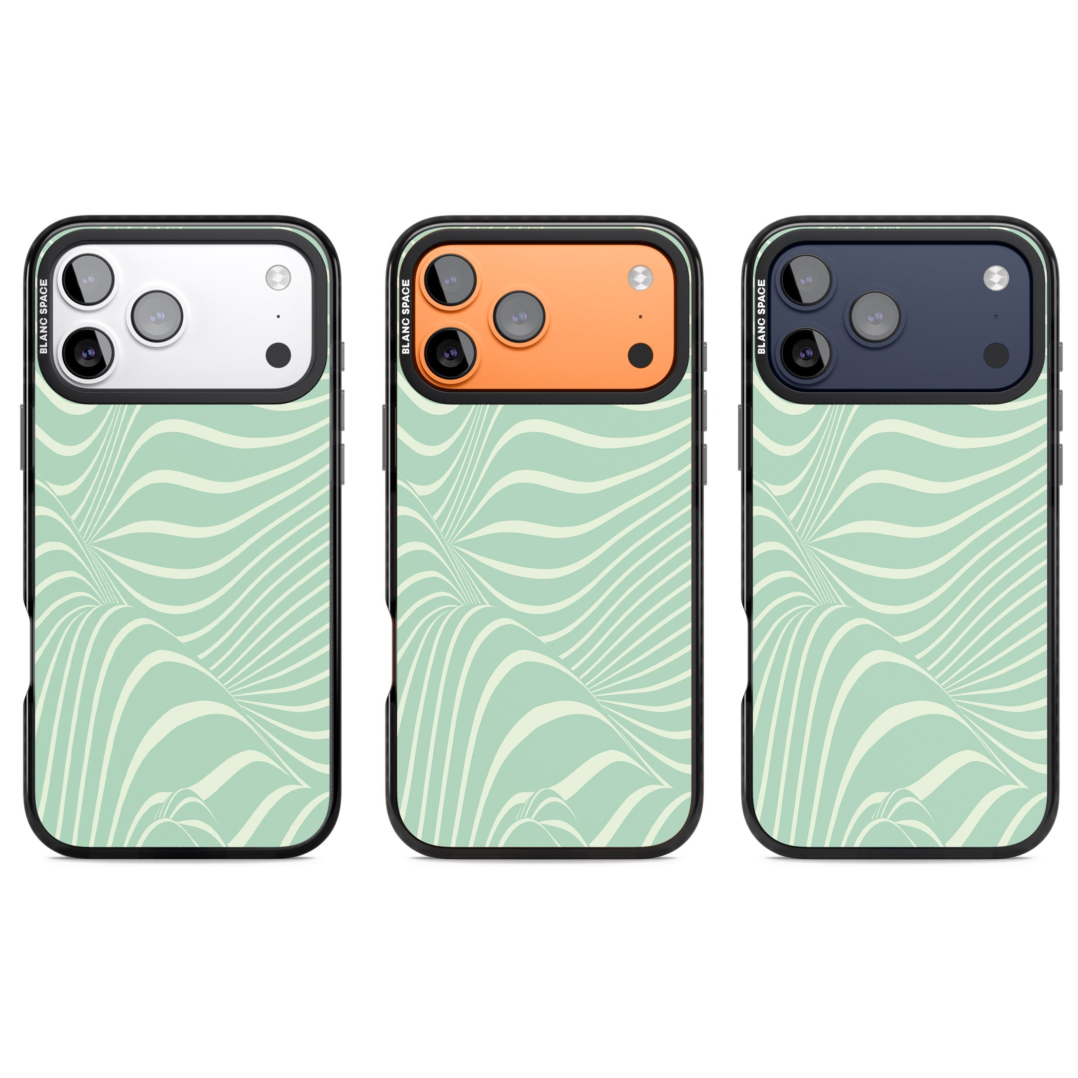 Mint Green Distorted Line iPhone 17 Pro Impact Black Phone Case APT Impact Protection
