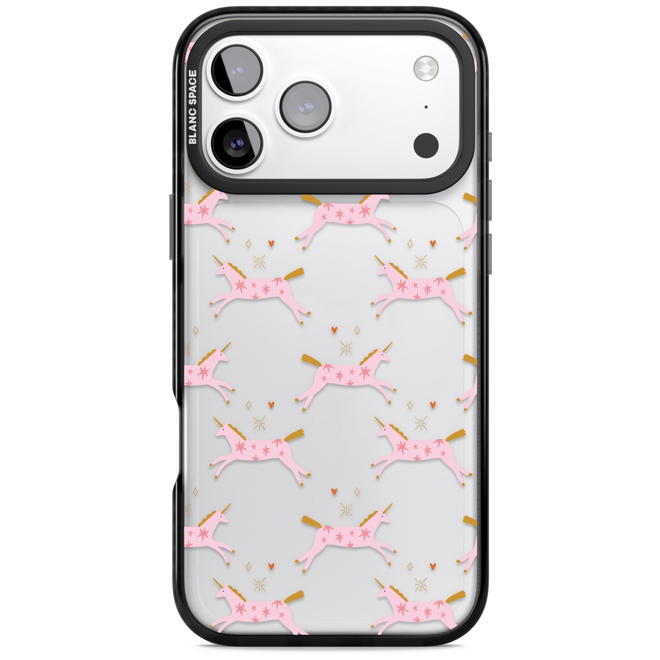 Pink Unicorn iPhone 17 Pro Max Impact Black Phone Case