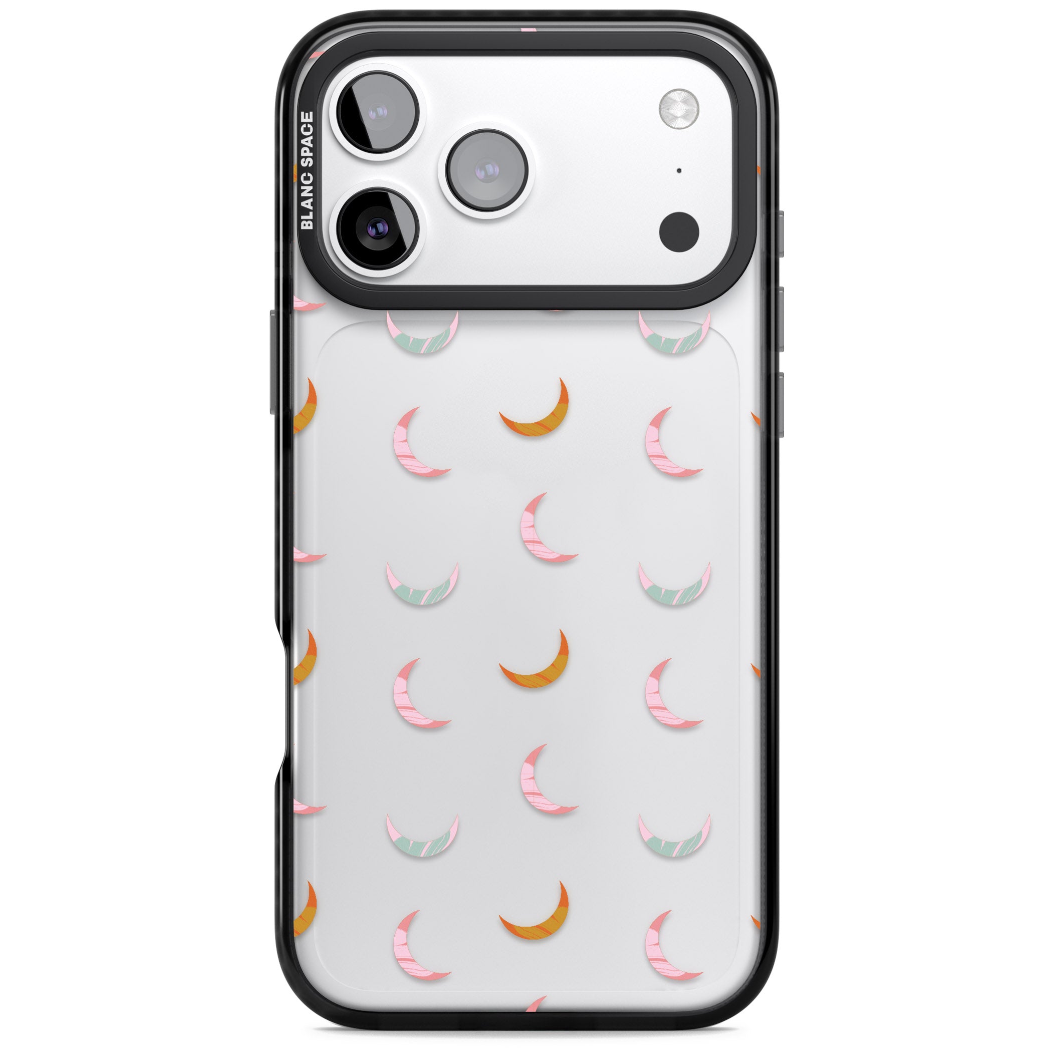 Colourful Crescent Moons iPhone 17 Pro Max Impact Black Phone Case