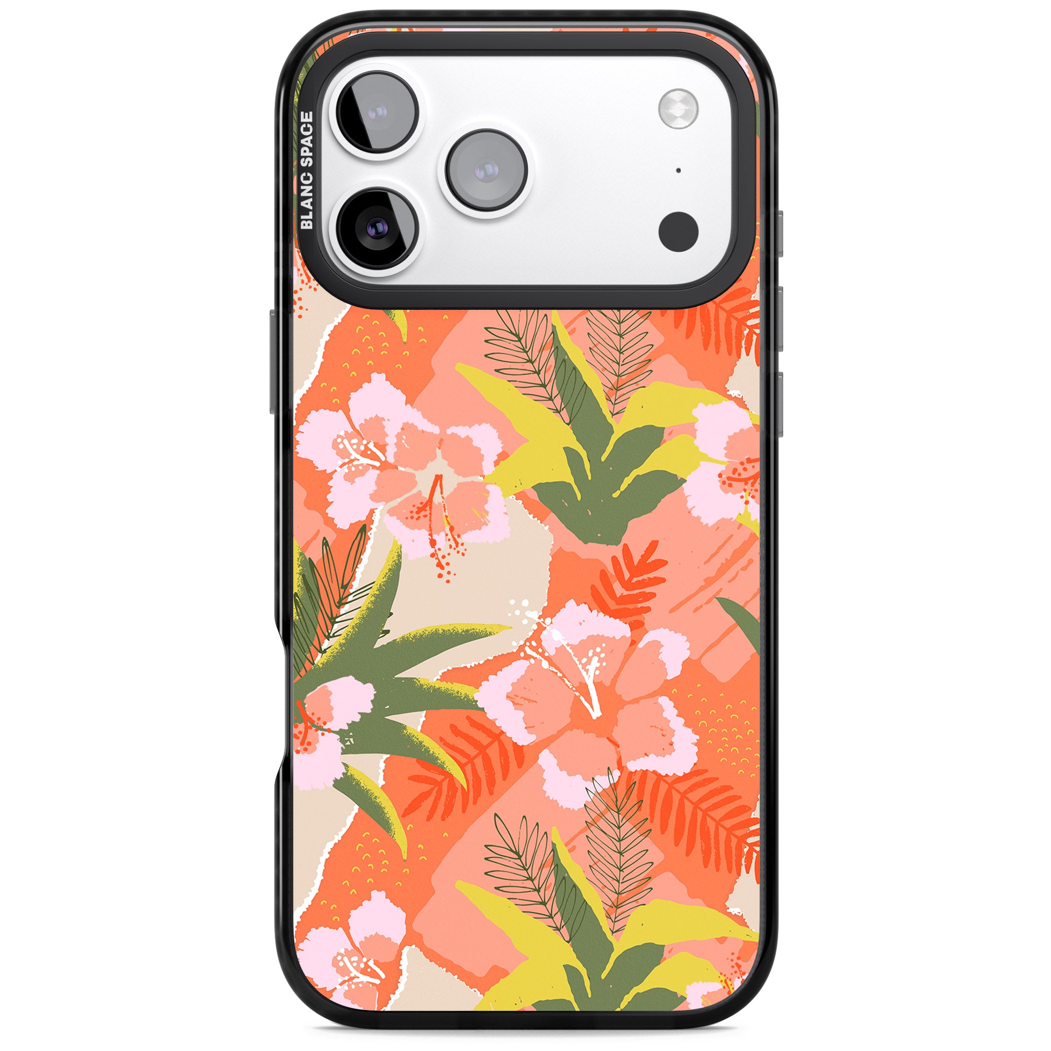 Hawaiian Flowers Abstract Pattern iPhone 17 Pro Max Impact Pro Black Phone Case