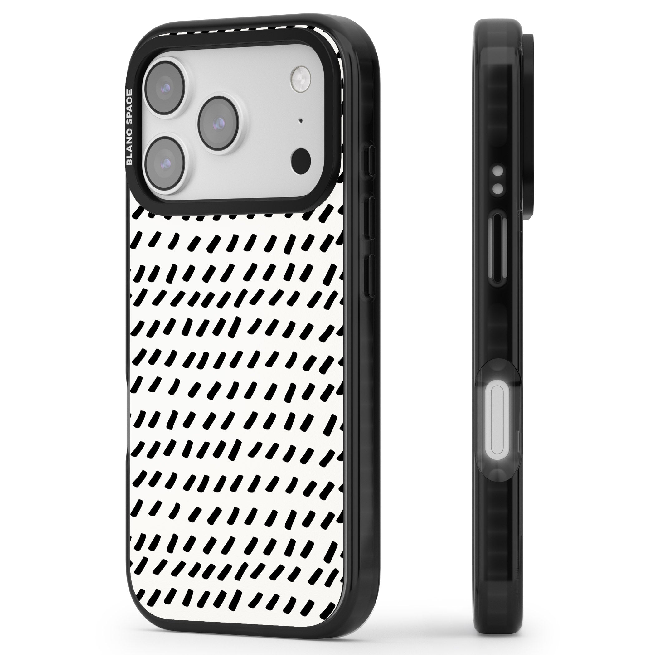 Hand Drawn Lines Pattern iPhone 17 Pro Impact Pro Black Phone Case Side Profile