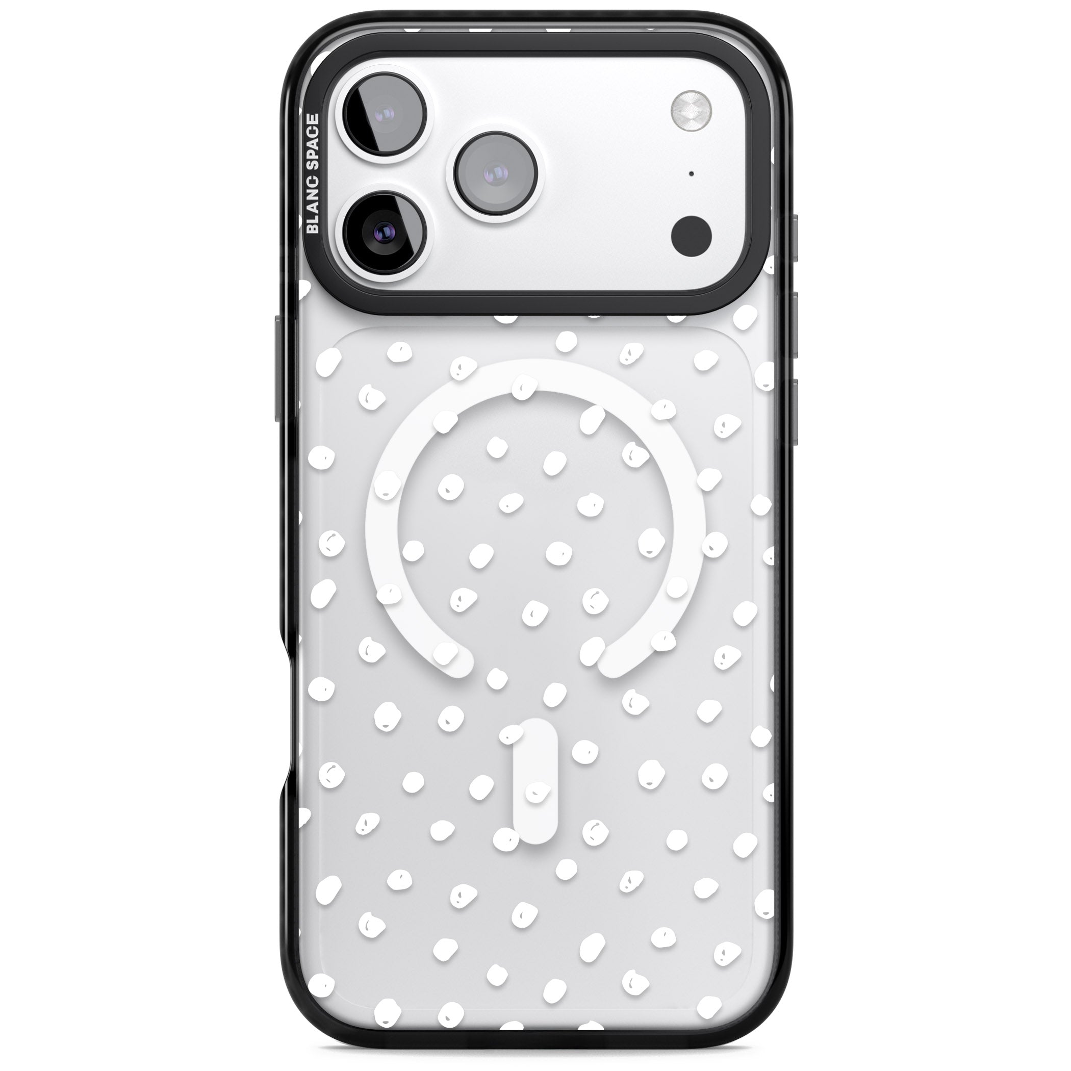 Messy White Dot Pattern iPhone 17 Pro Max Impact Pro Black Phone Case