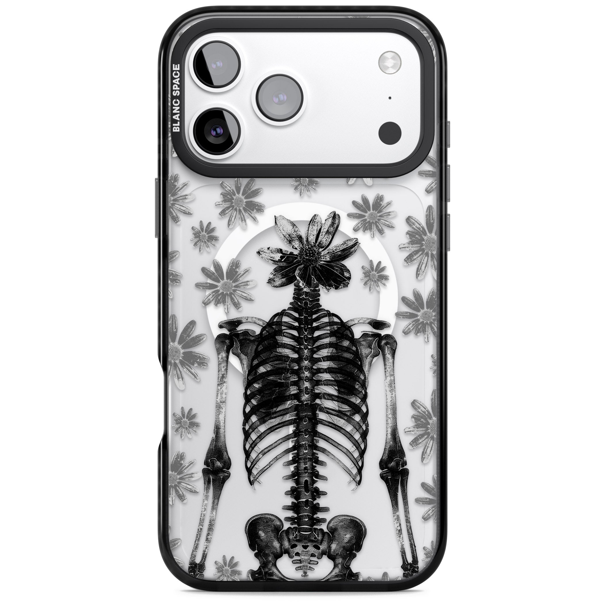 Skeleton Flower iPhone 17 Pro Max Impact Pro Black Phone Case