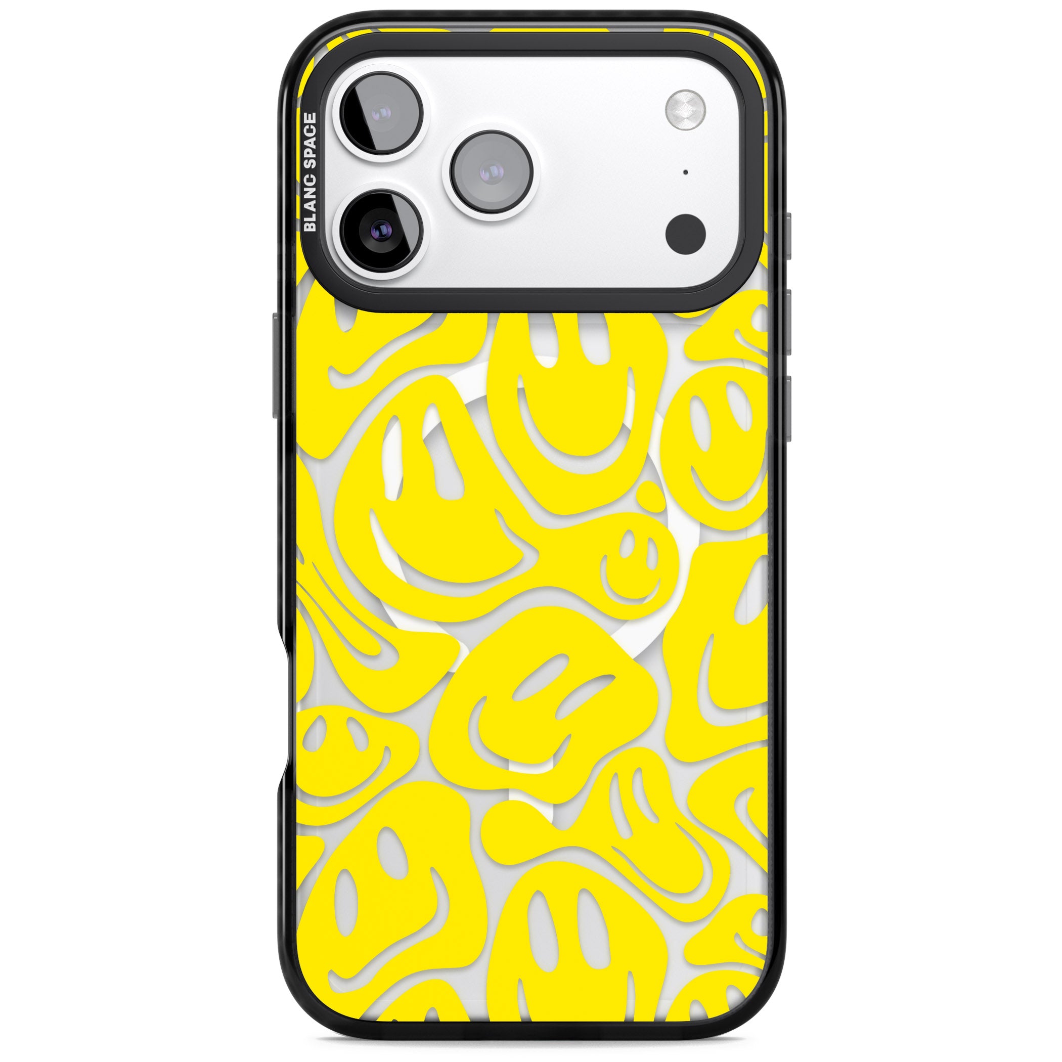 Yellow Acid Faces iPhone 17 Pro Max Impact Pro Black Phone Case