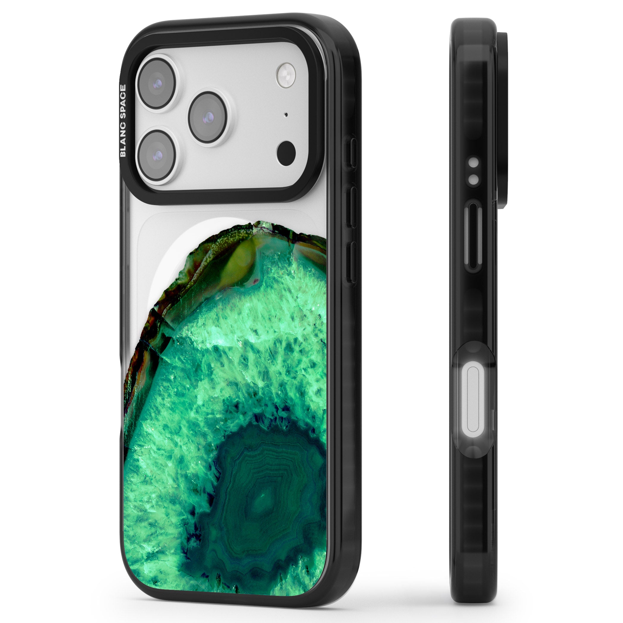 Emerald Geode iPhone 17 Pro Max Impact Pro Black Phone Case Side Profile