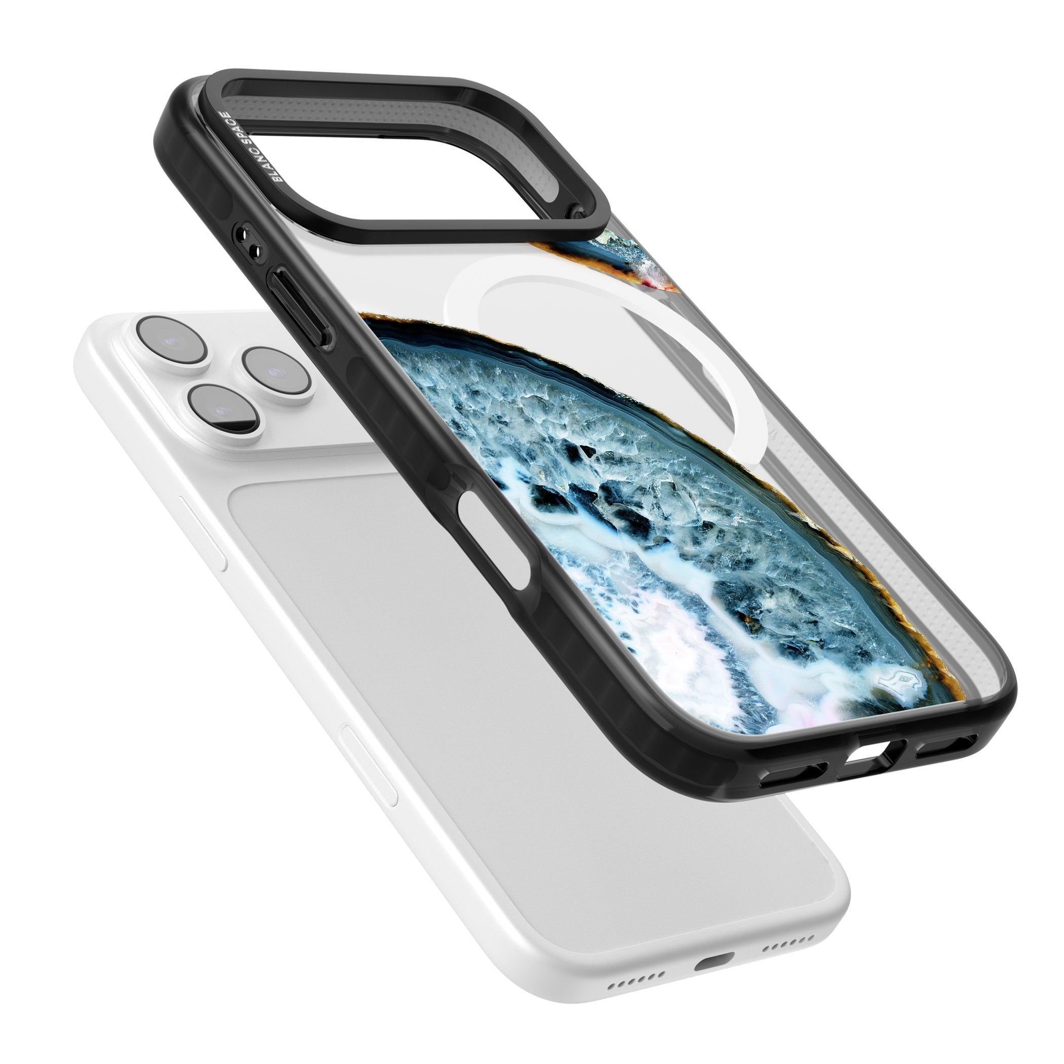 Blue Agate Slice iPhone 17 Pro Max Impact Pro Black Phone Case Colours