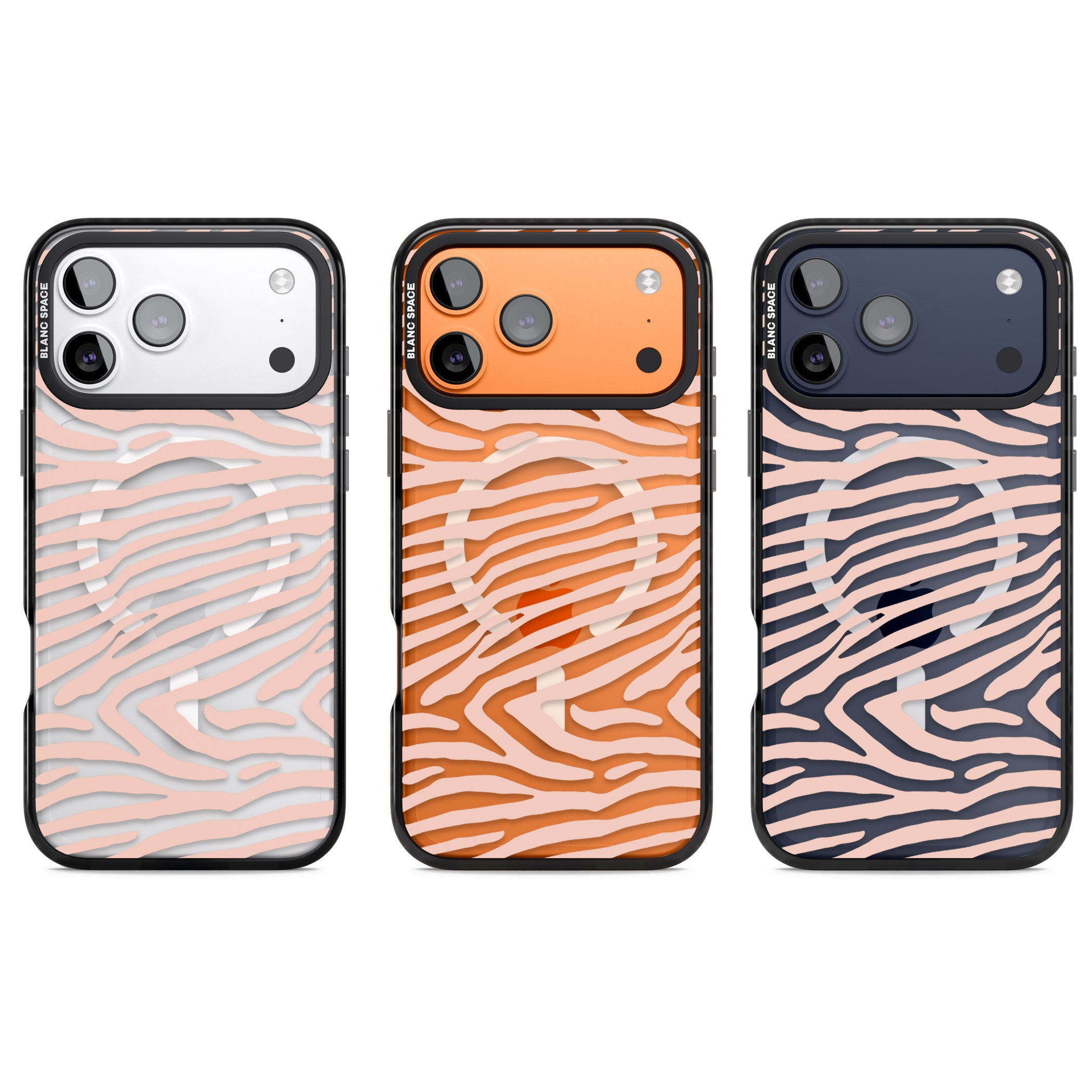 Horizontal Zebra Stripes Transparent Animal Print iPhone 17 Pro Impact Pro Black Phone Case APT Impact Protection