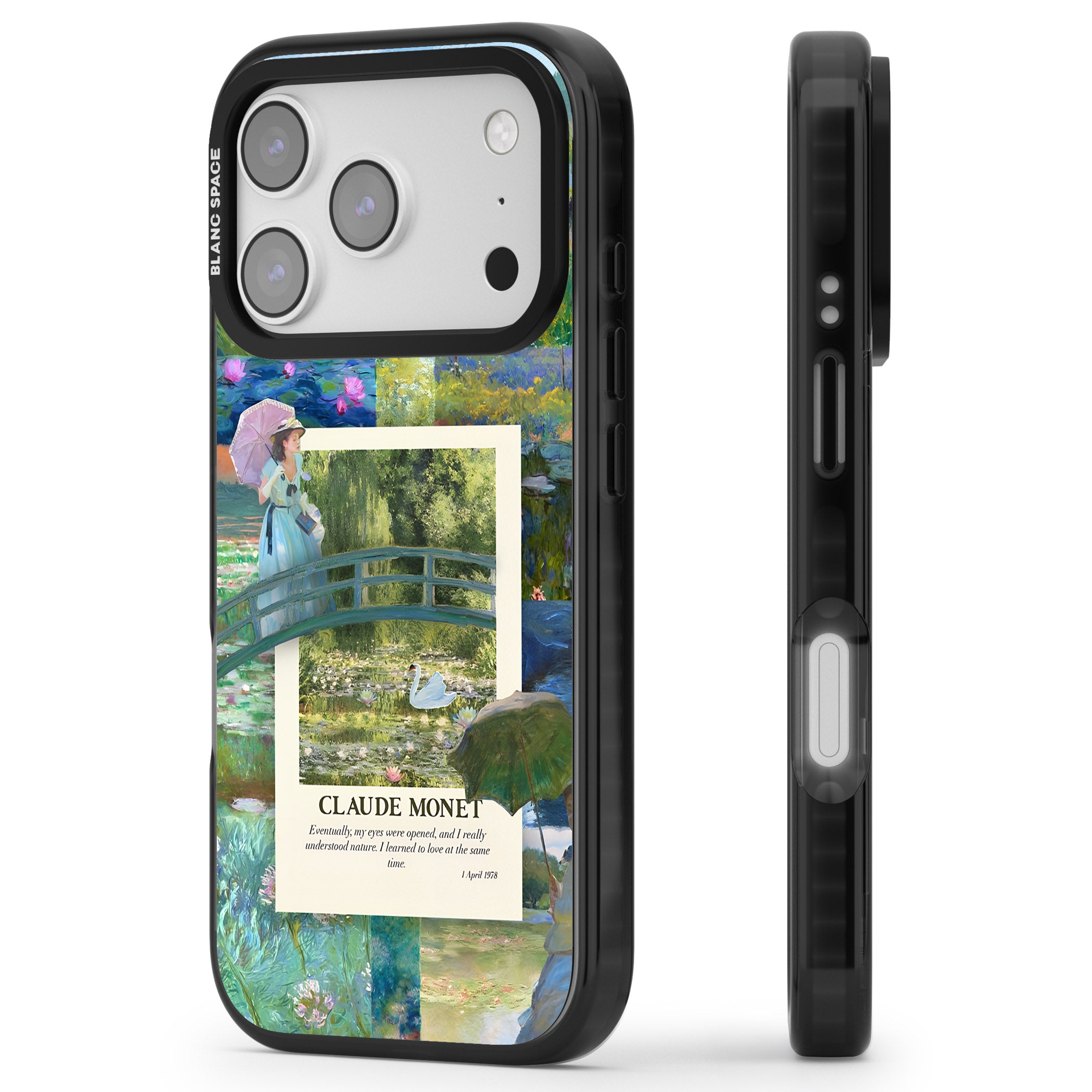 Monet Gardens iPhone 17 Pro Max Impact Pro Black Phone Case Side Profile