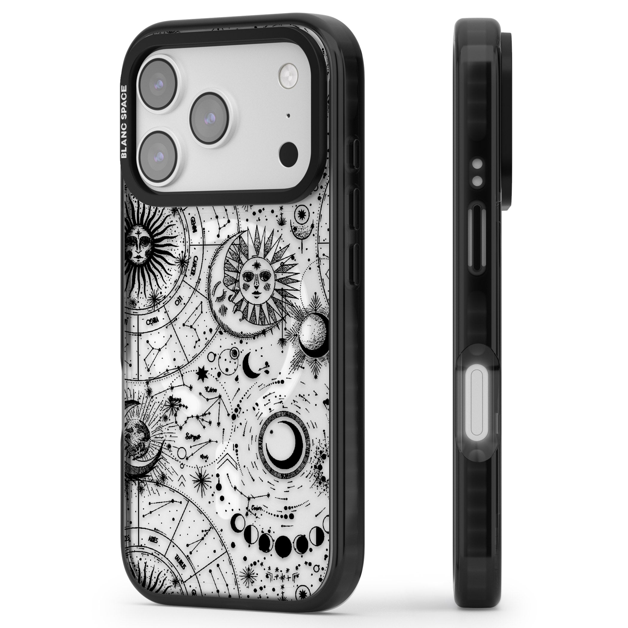 Celestial Zodiac iPhone 17 Pro Max Impact Pro Black Phone Case Side Profile