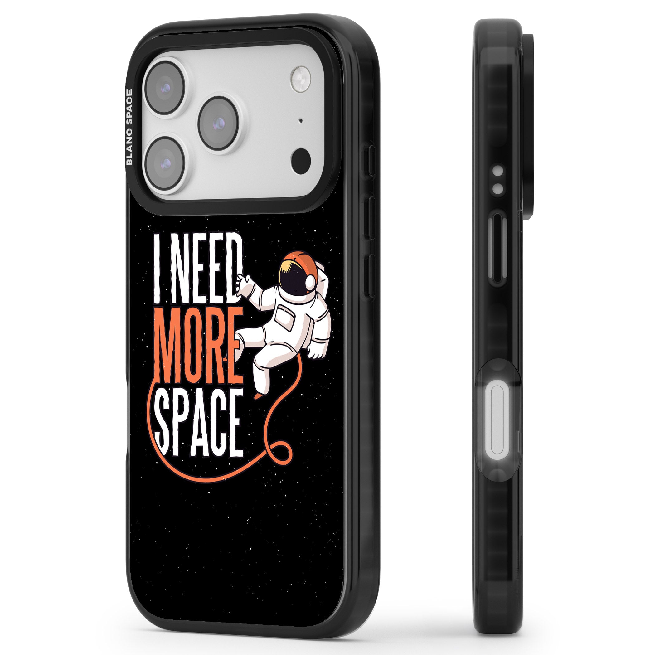 I Need More Space iPhone 17 Pro Max Impact Pro Black Phone Case Side Profile