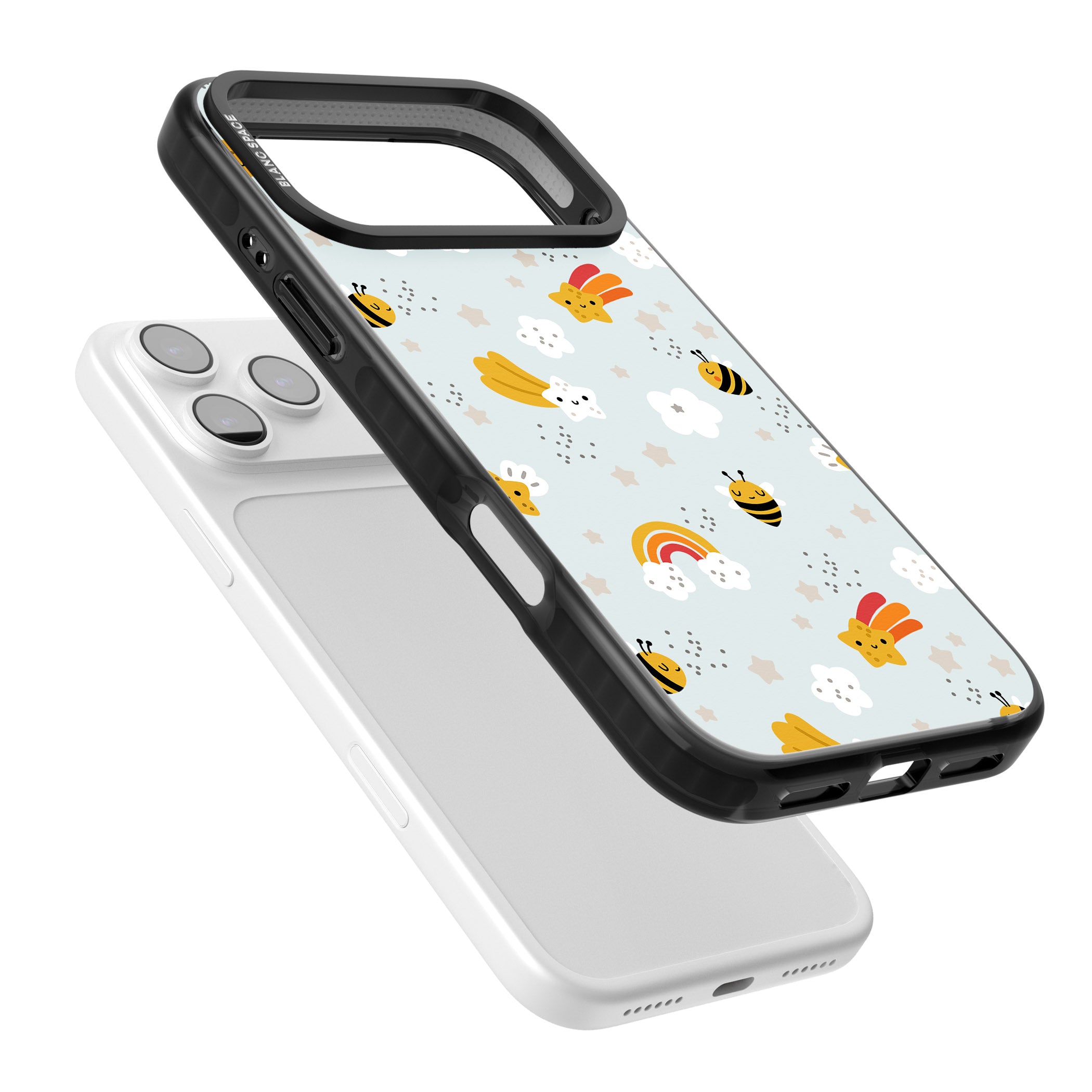 Sweet As Honey Patterns: Bees & Rainbows iPhone 17 Pro Max Impact Pro Black Phone Case Colours