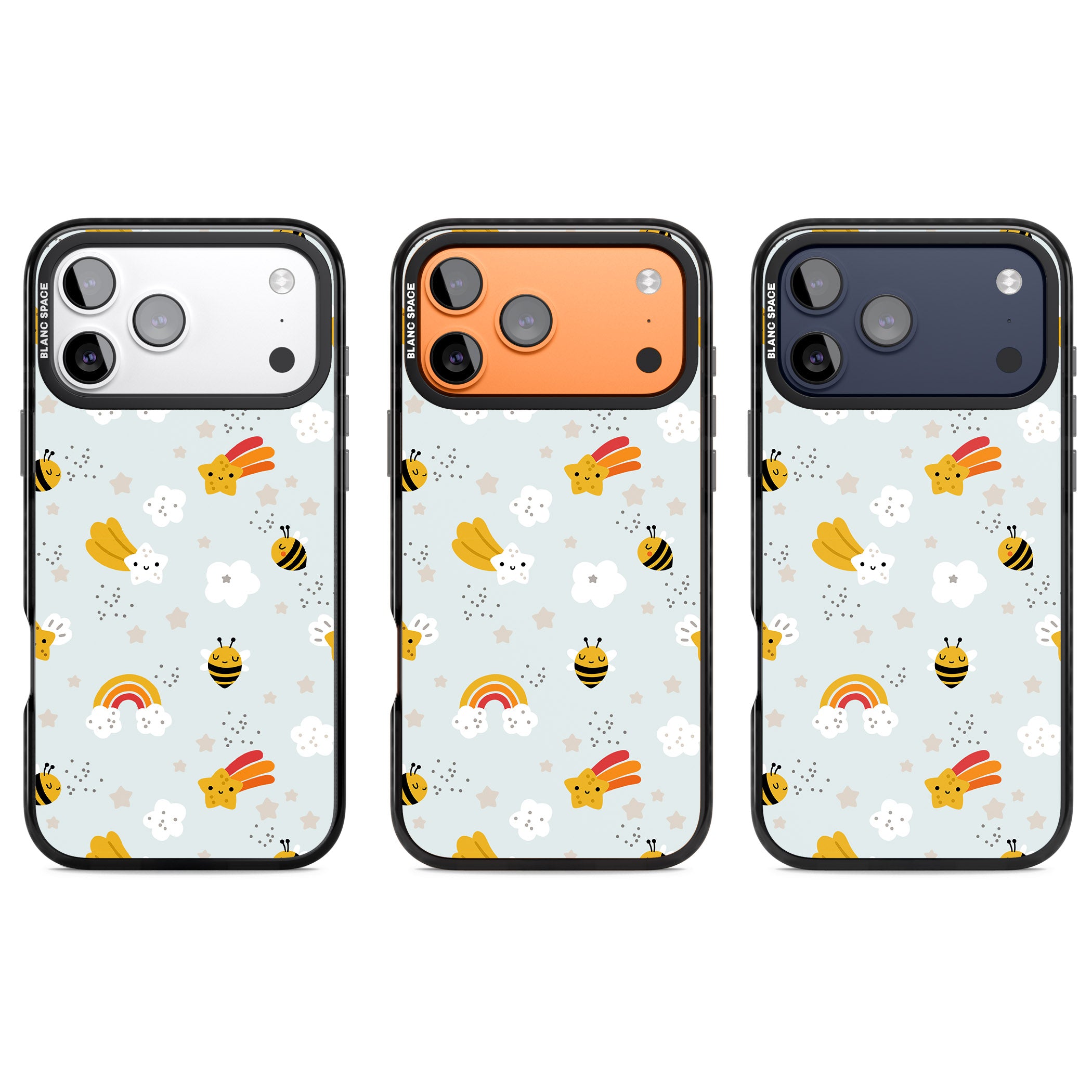 Sweet As Honey Patterns: Bees & Rainbows iPhone 17 Pro Impact Pro Black Phone Case APT Impact Protection