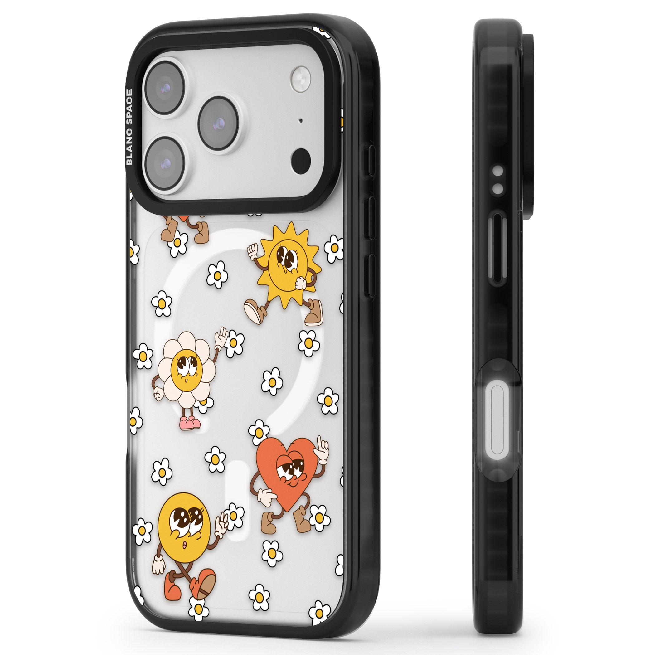 Daisies & Friends iPhone 17 Pro Max Impact Pro Black Phone Case Side Profile