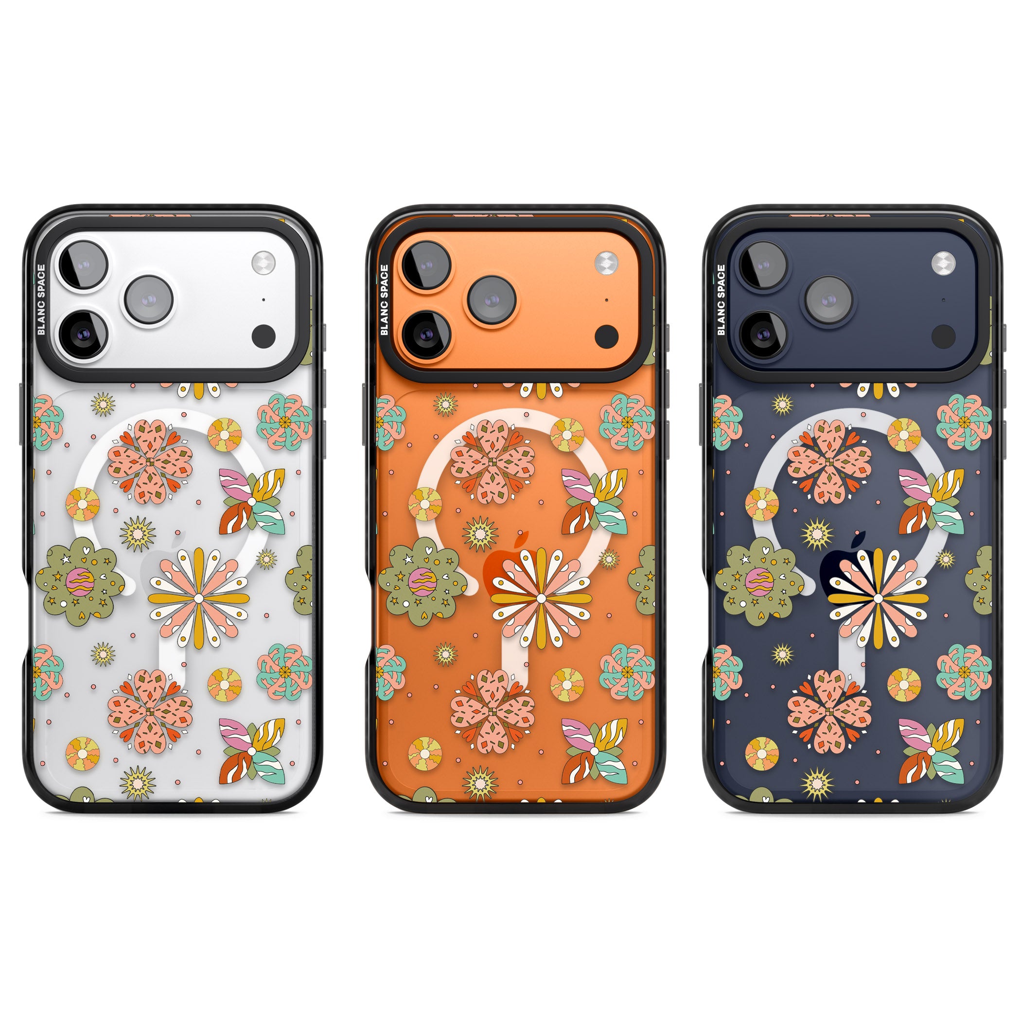 Boho Celestial Psychedelic Floral iPhone 17 Pro Impact Pro Black Phone Case APT Impact Protection