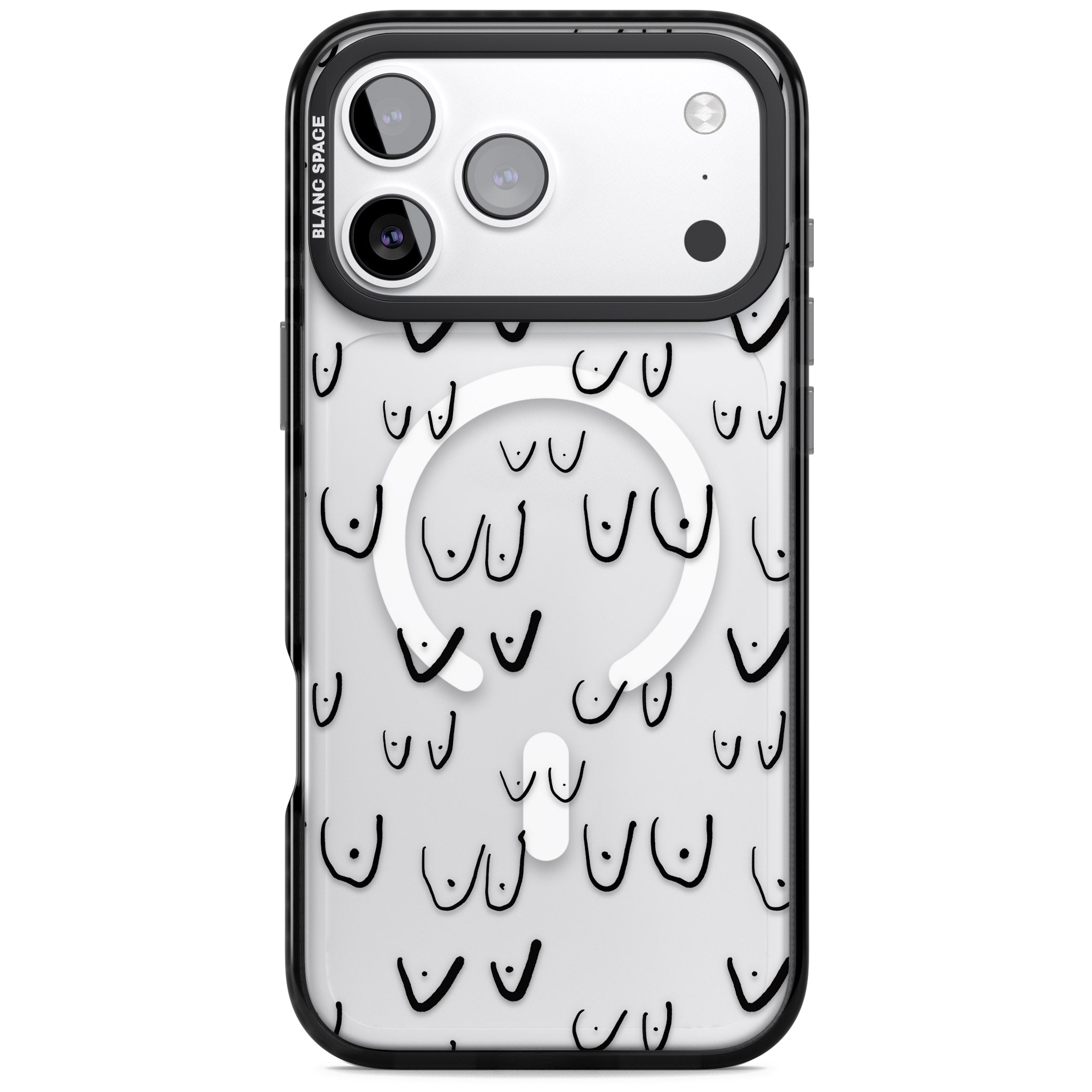 Boob Pattern (Black) iPhone 17 Pro Max Impact Pro Black Phone Case