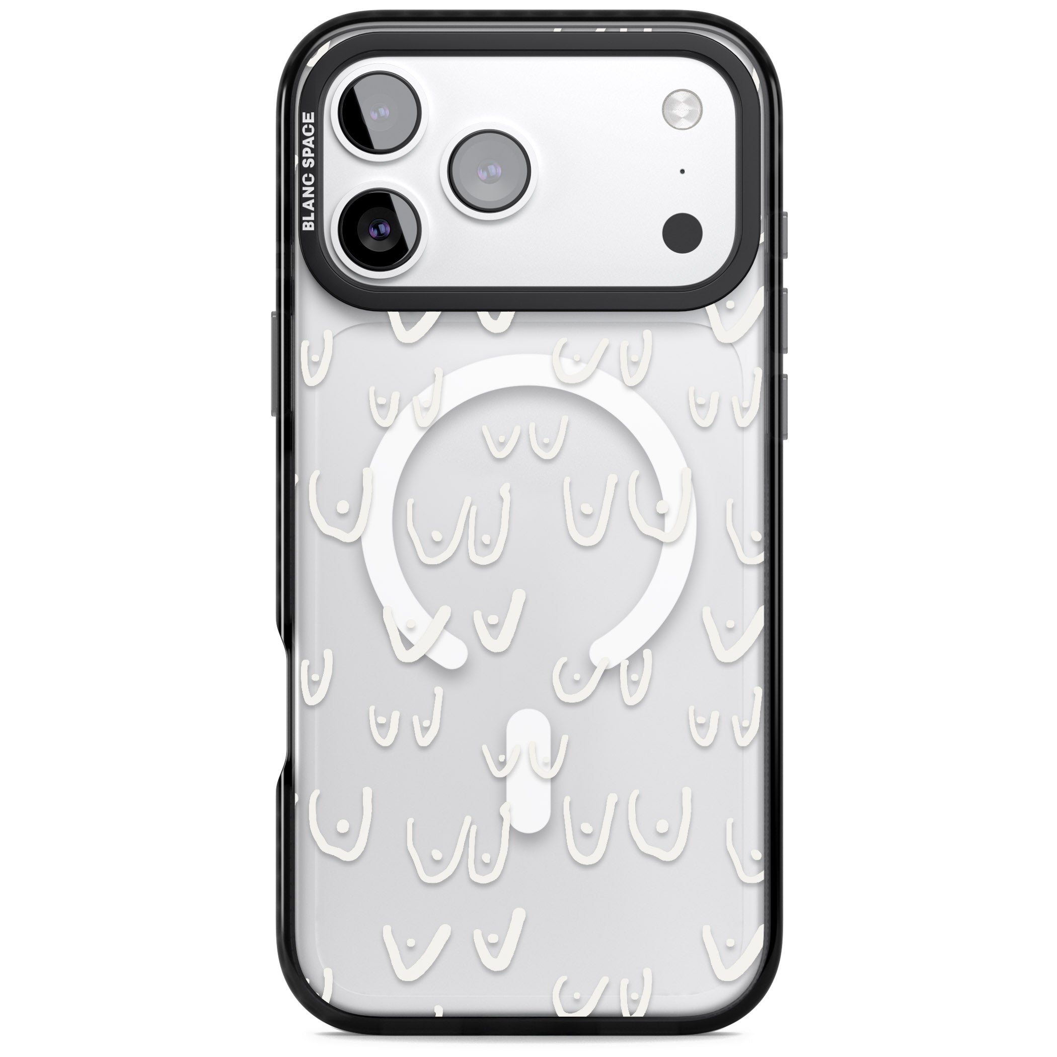 Boob Pattern (White) iPhone 17 Pro Max Impact Pro Black Phone Case