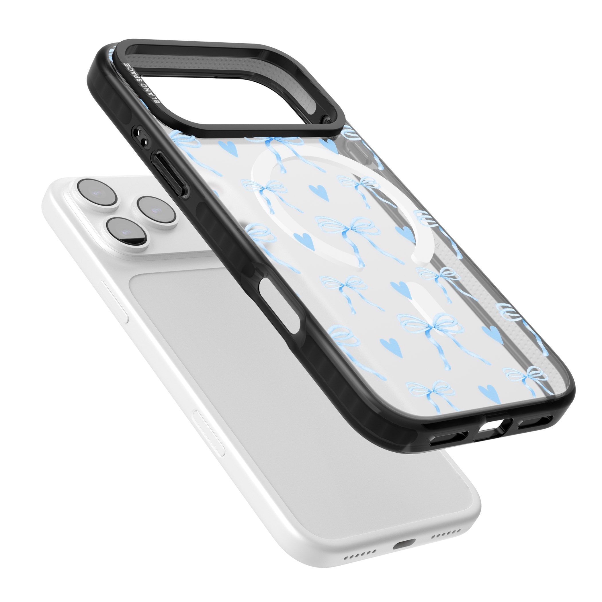 Blue Bows & Hearts iPhone 17 Pro Max Impact Pro Black Phone Case Colours