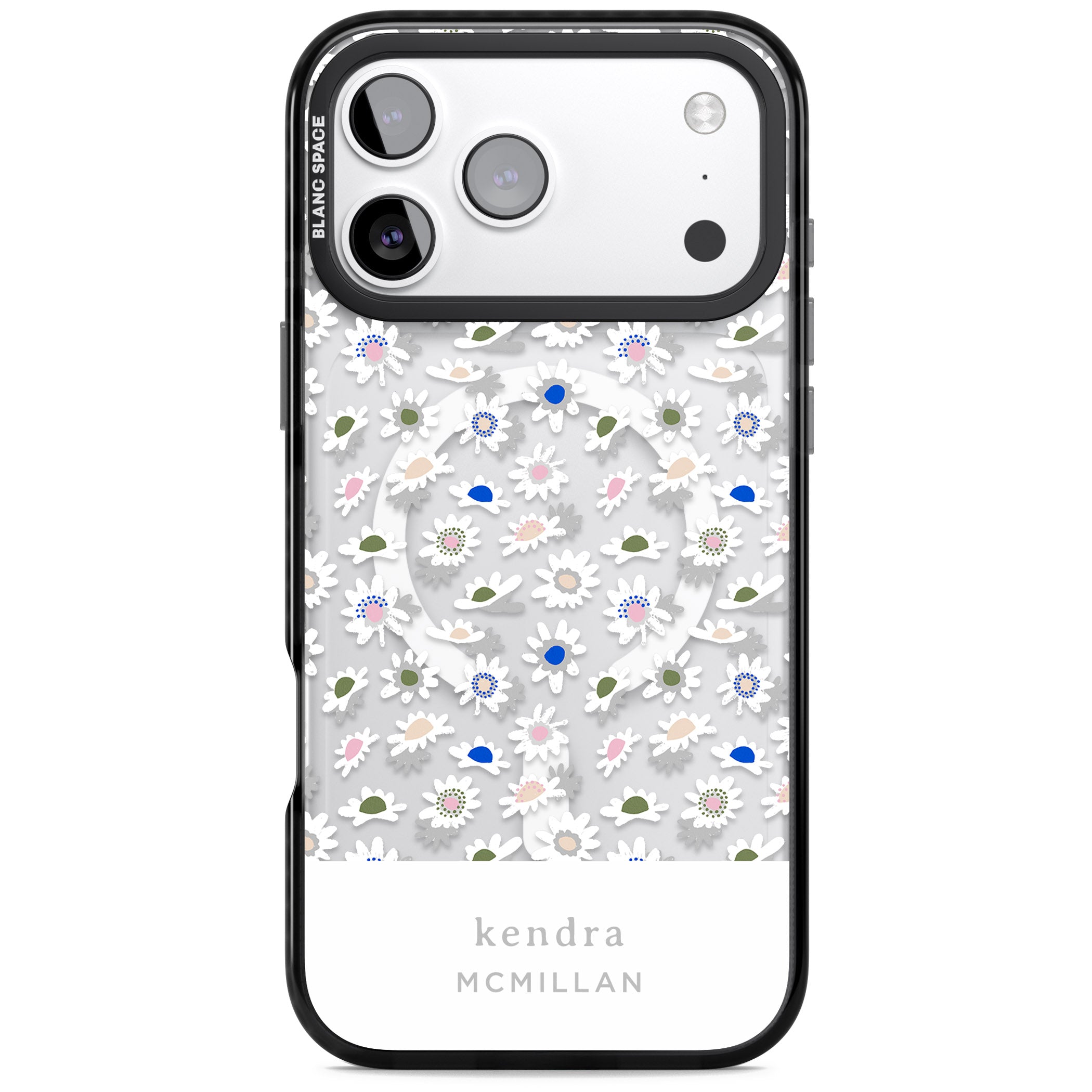 Personalised Grey & White Daisies iPhone 17 Pro Max Impact Pro Black Phone Case