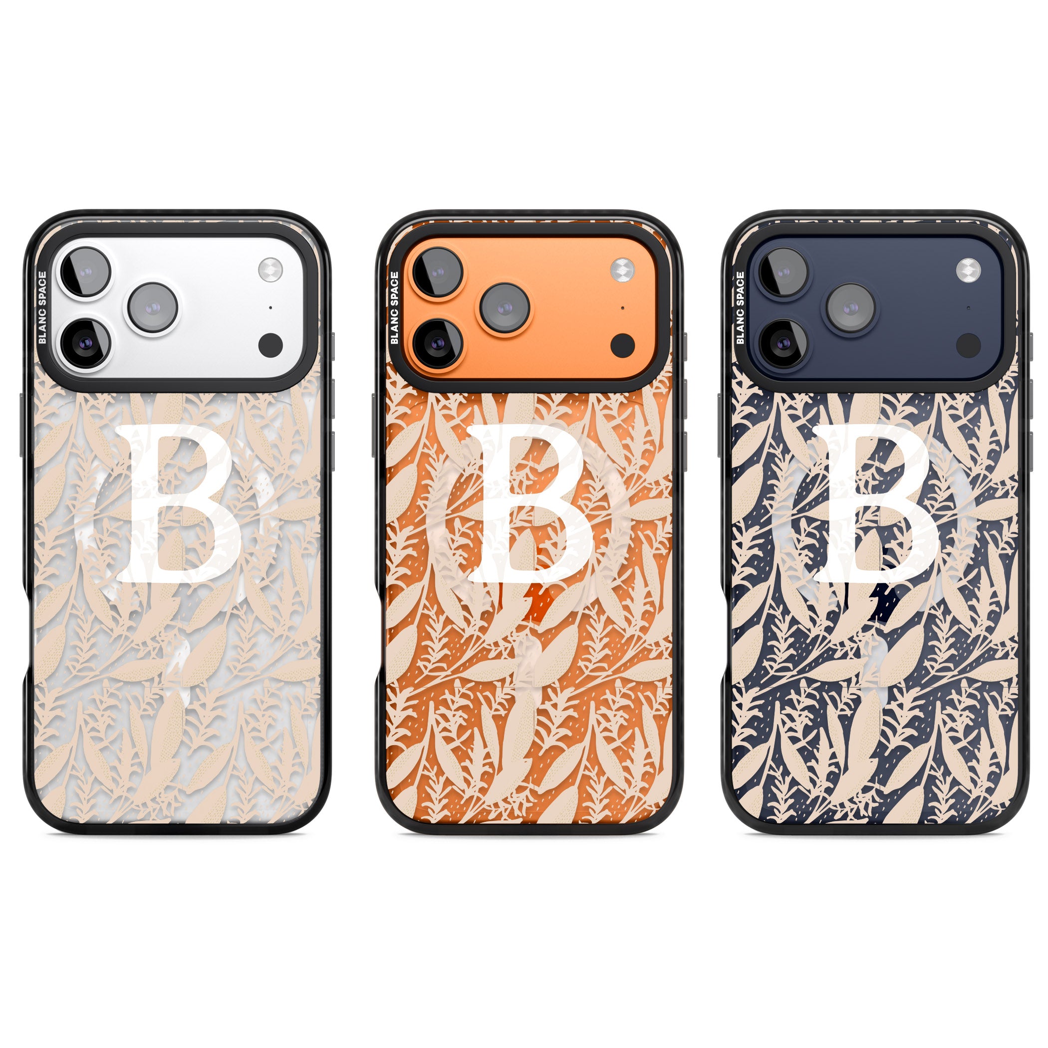 Personalised Monogram Subtle Abstract Floral iPhone 17 Pro Impact Pro Black Phone Case APT Impact Protection