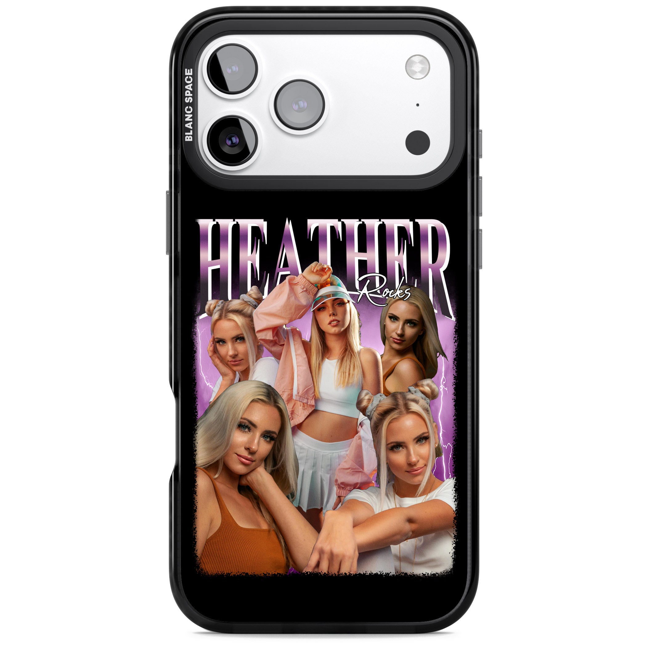 Personalised Airbrush Name & Photo Collage (Pink) iPhone 17 Pro Max Impact Pro Black Phone Case