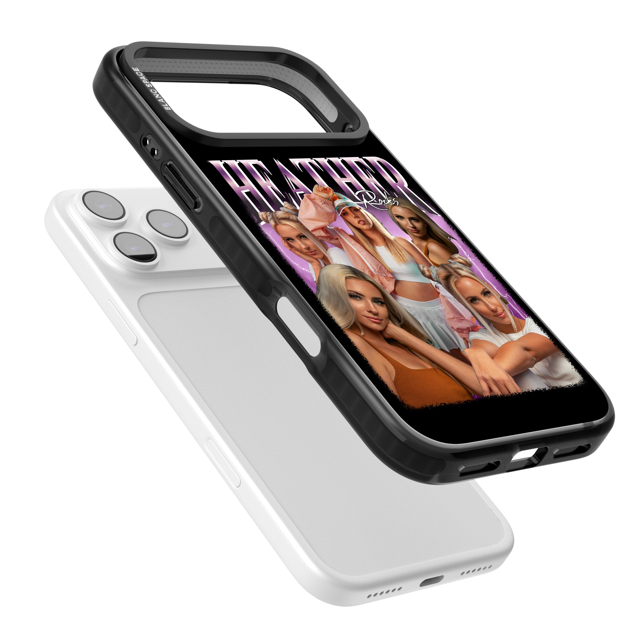 Personalised Airbrush Name & Photo Collage (Pink) iPhone 17 Pro Max Impact Pro Black Phone Case Colours