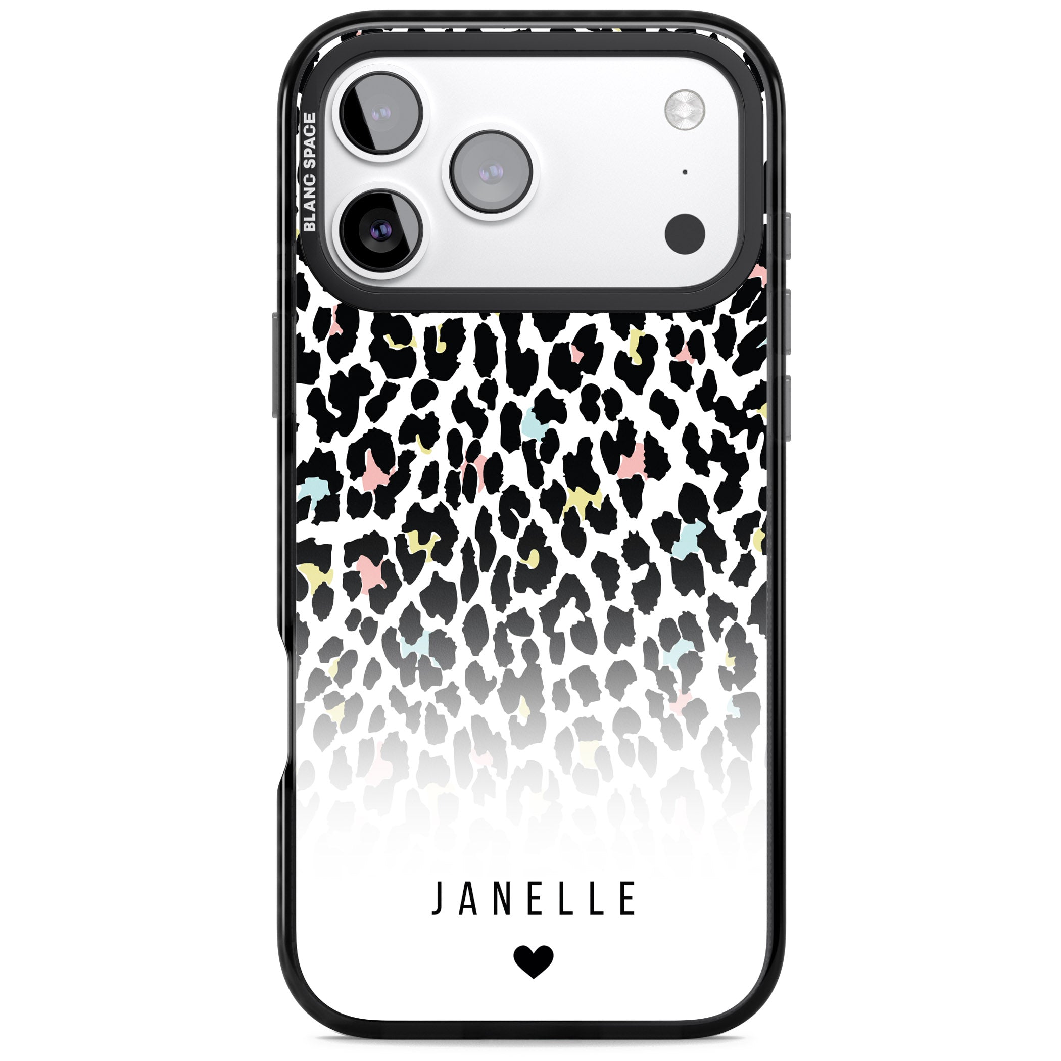Personalised Pastel Leopard iPhone 17 Pro Max Impact Pro Black Phone Case