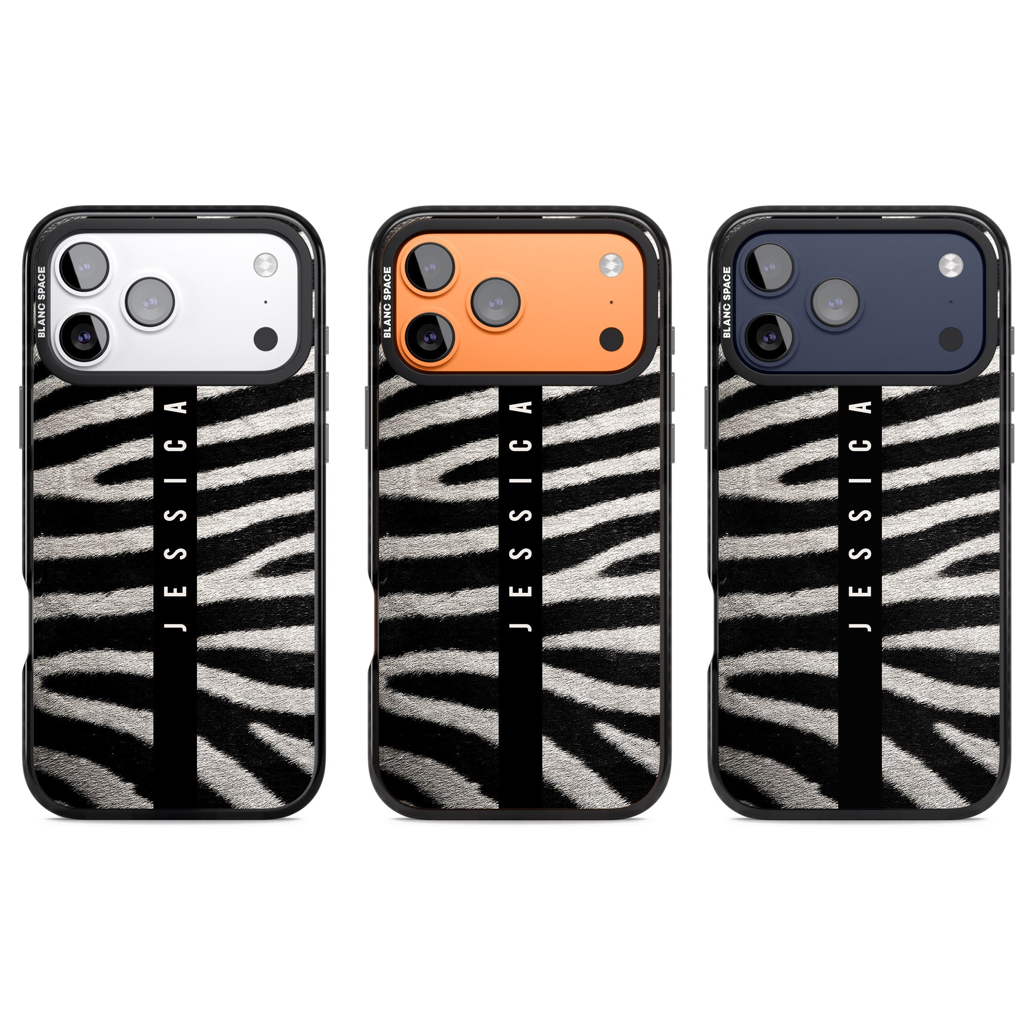 Personalised Zebra Print iPhone 17 Pro Impact Pro Black Phone Case APT Impact Protection