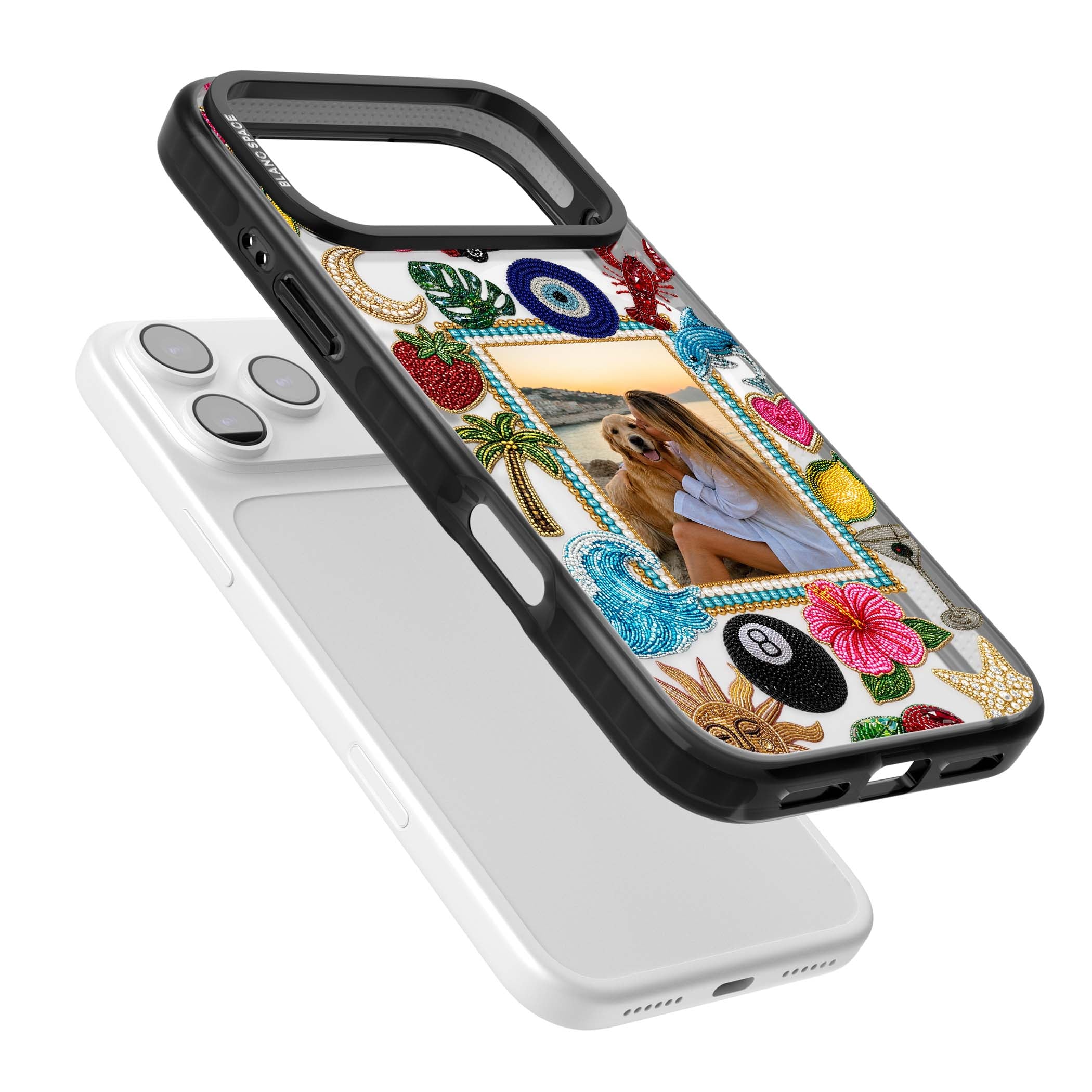 Beaded Photo coastal iPhone case | Black Impact Magsafe case for iPhone 17 Pro, iPhone 17 Pro Max
