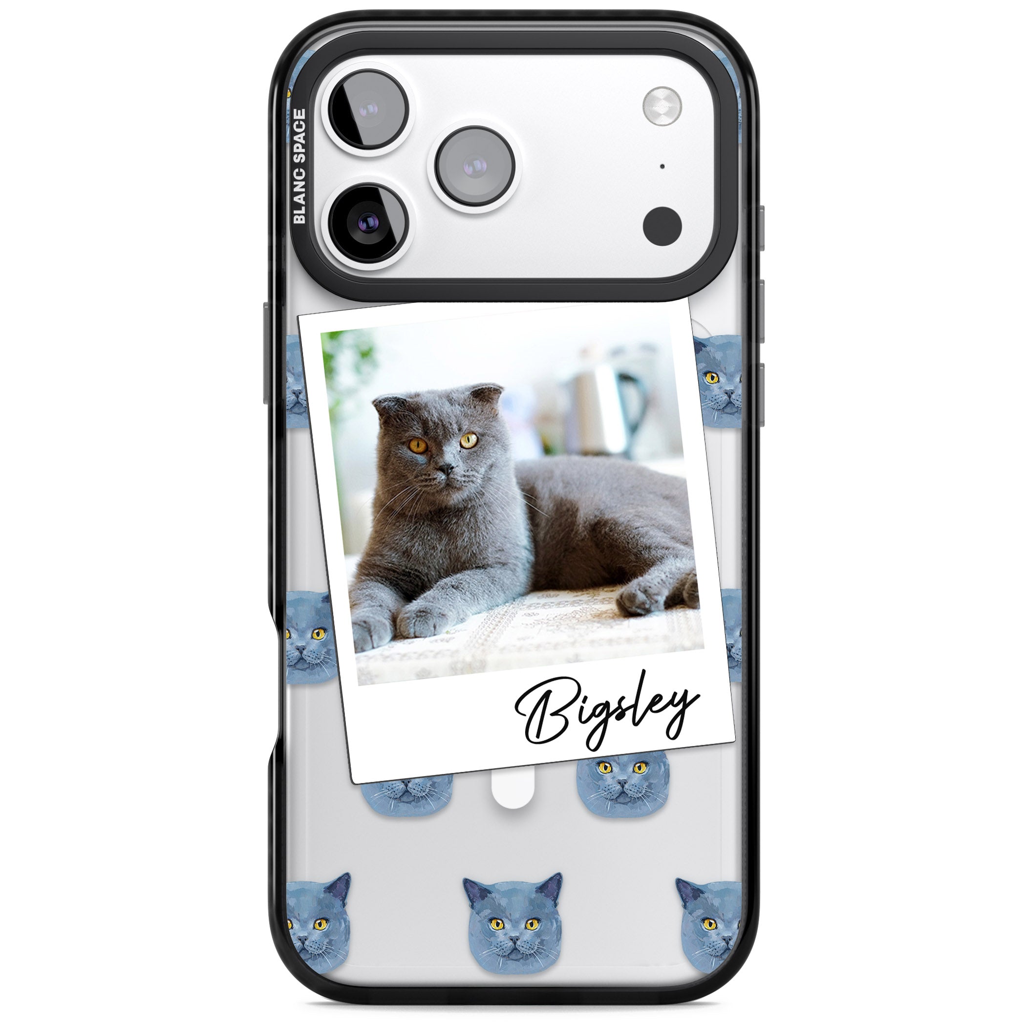 Personalised English Blue Cat Photo iPhone 17 Pro Max Impact Pro Black Phone Case