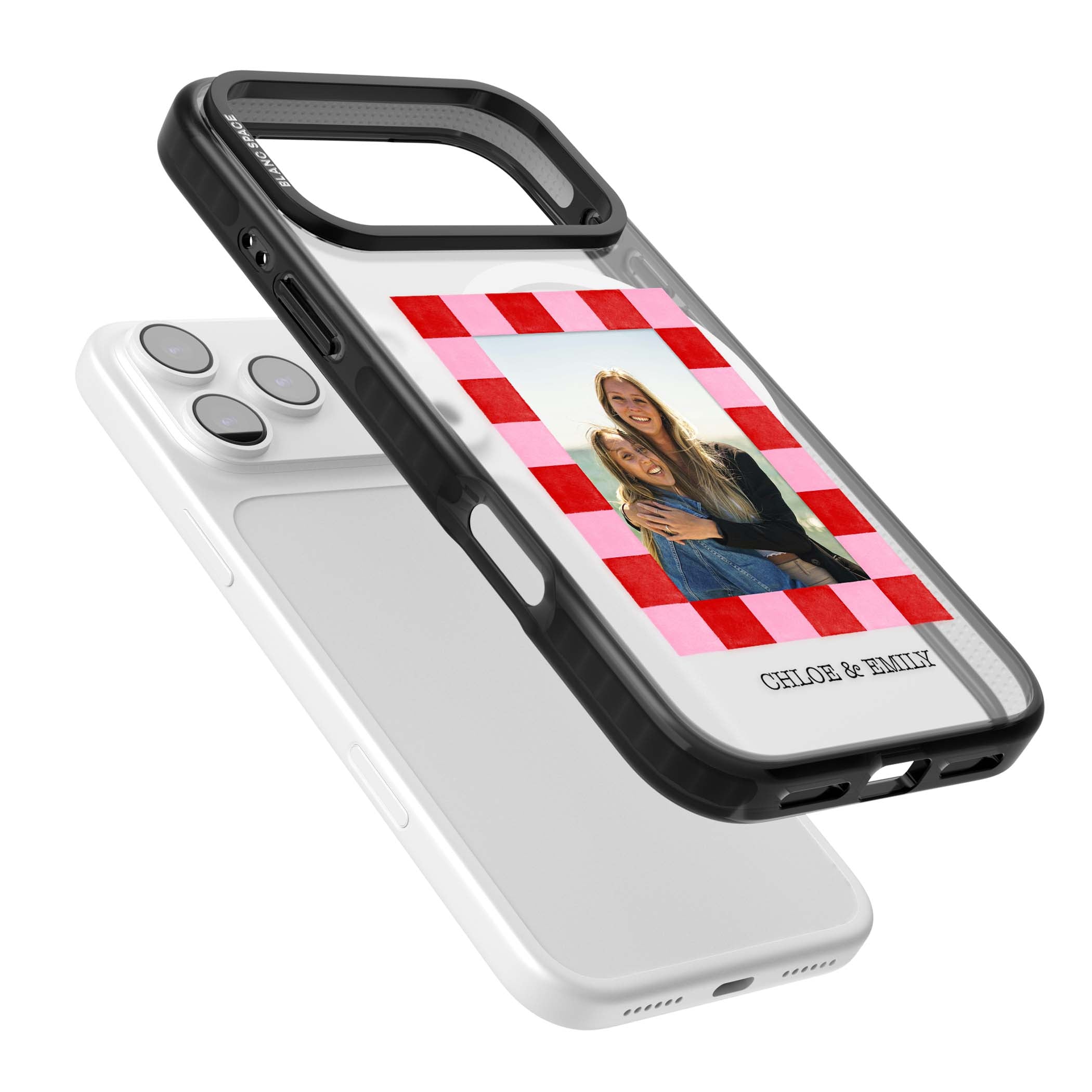 Bubblegum Check Photo for her iPhone case | Black Impact Magsafe case for iPhone 17 Pro, iPhone 17 Pro Max