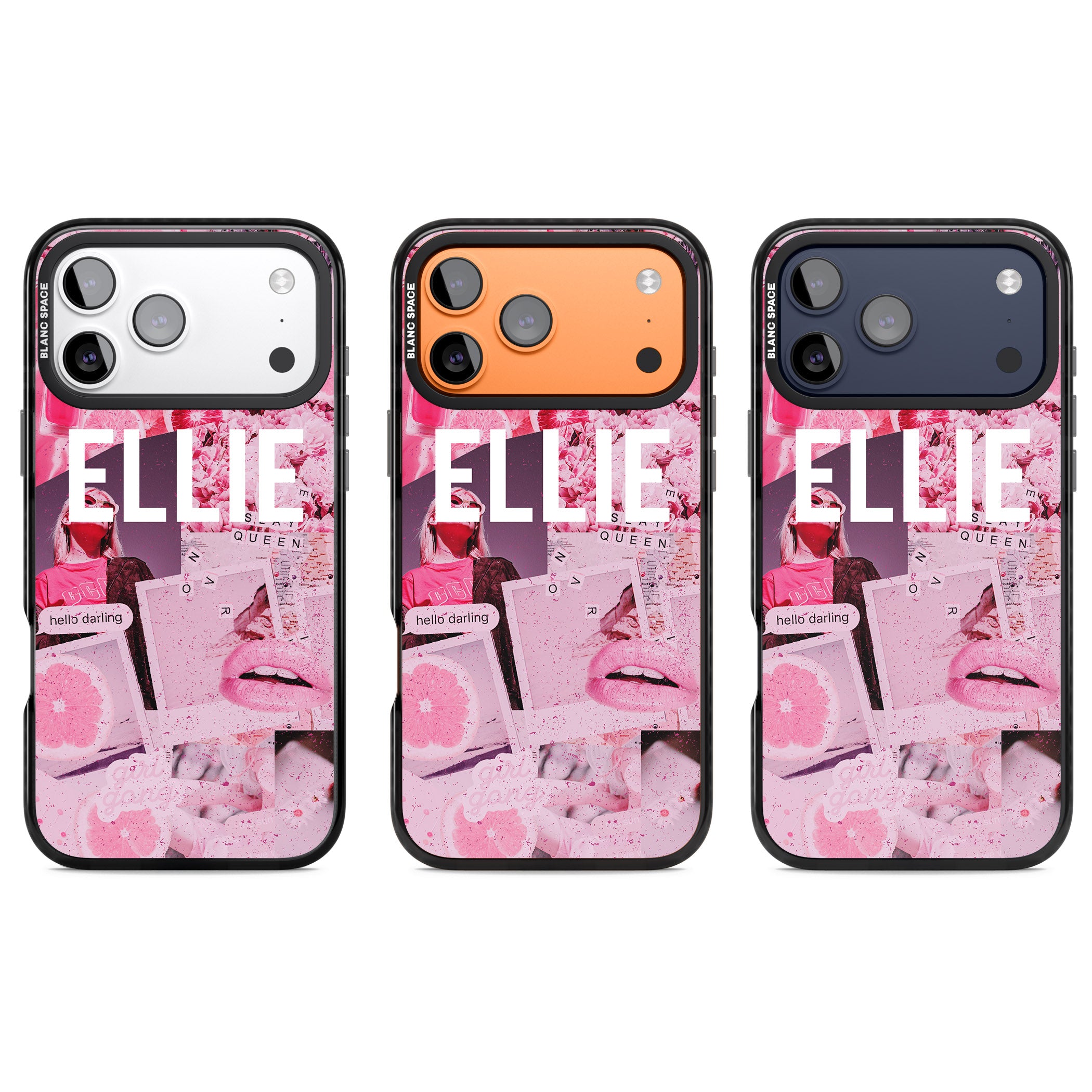 Personalised Sweet Pink Collage iPhone 17 Pro Impact Pro Black Phone Case APT Impact Protection
