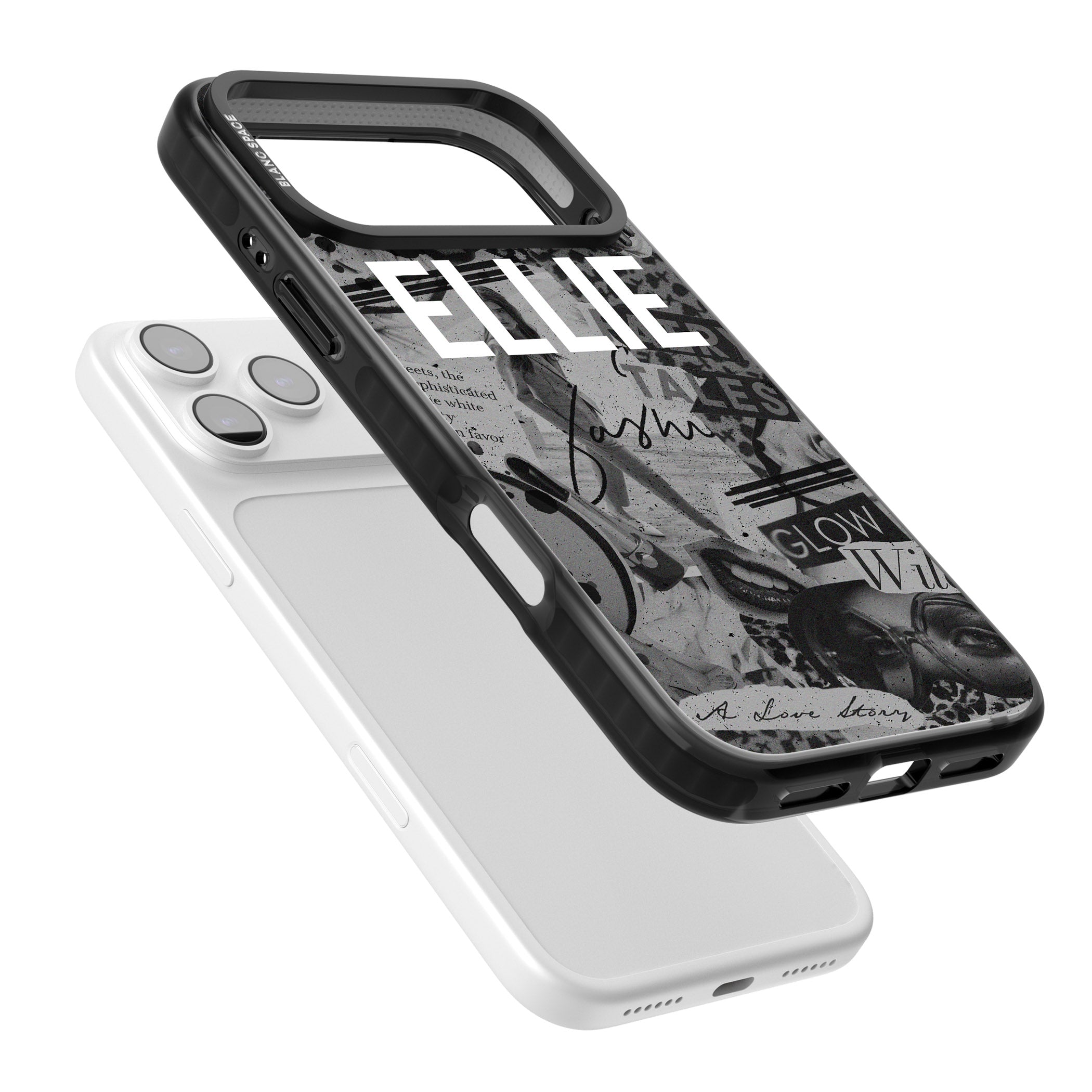 Personalised Grey Scale Vintage Collage iPhone 17 Pro Max Impact Pro Black Phone Case Colours