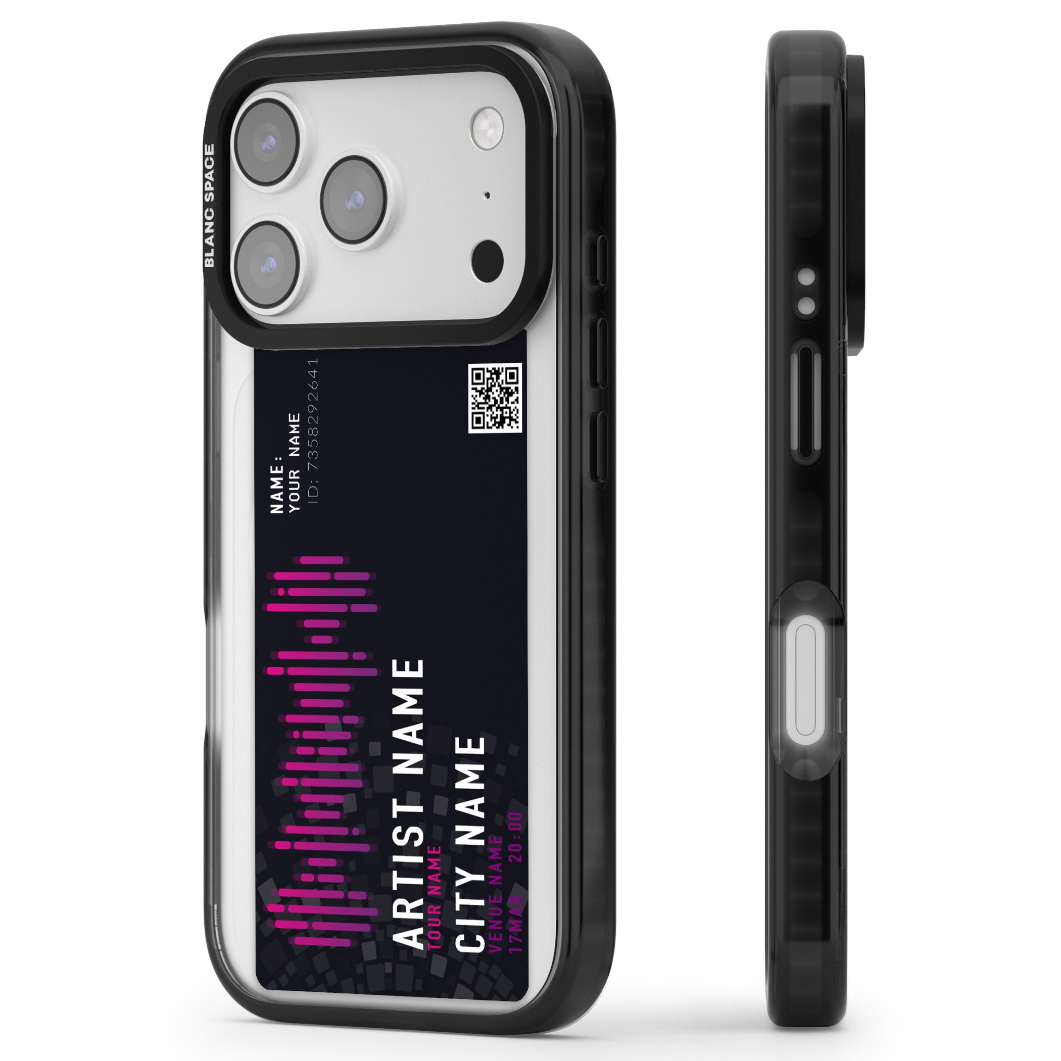 Personalised Concert Ticket iPhone 17 Pro Max Impact Pro Black Phone Case Side Profile