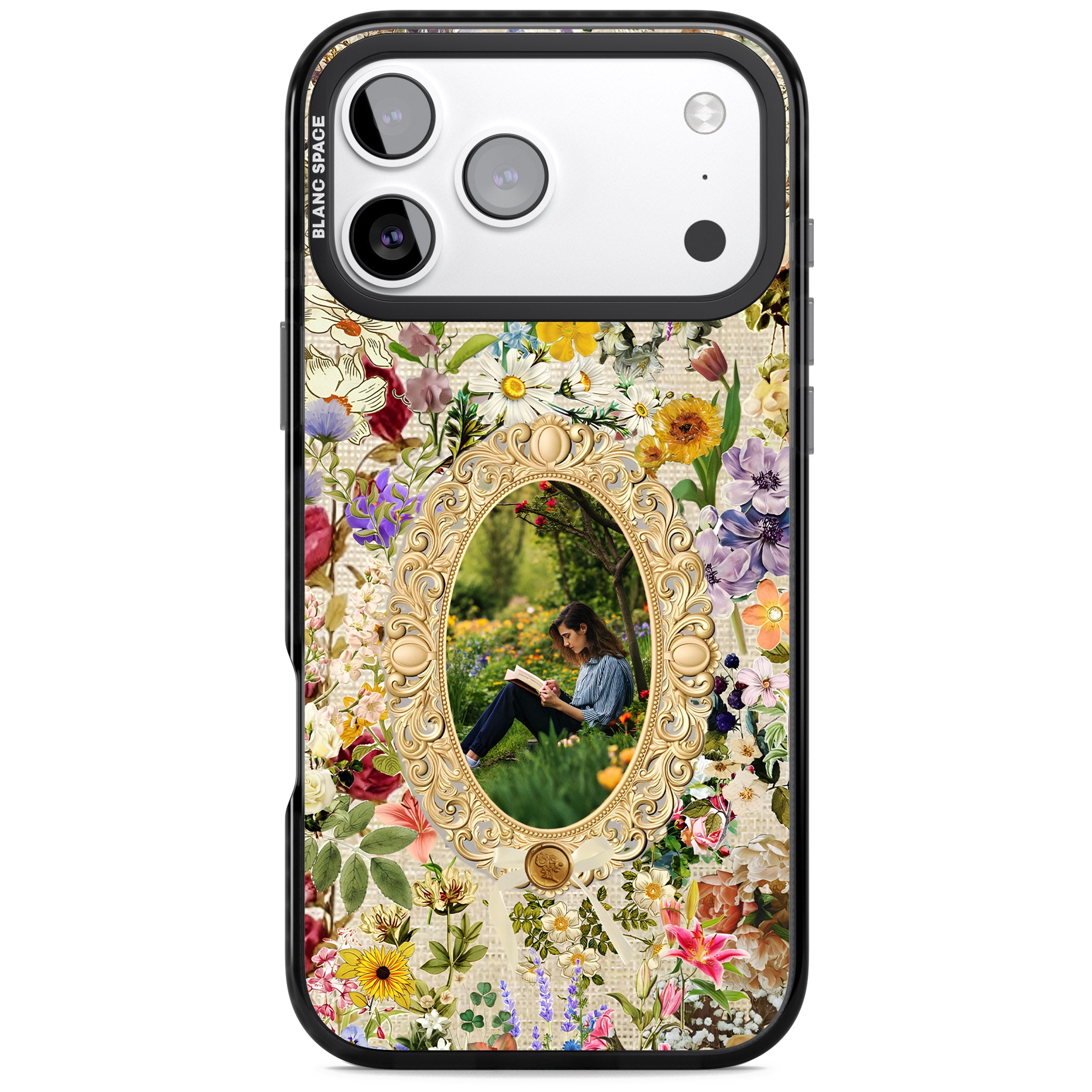 Personalised Vintage Wildflower Frame iPhone 17 Pro Max Impact Pro Black Phone Case