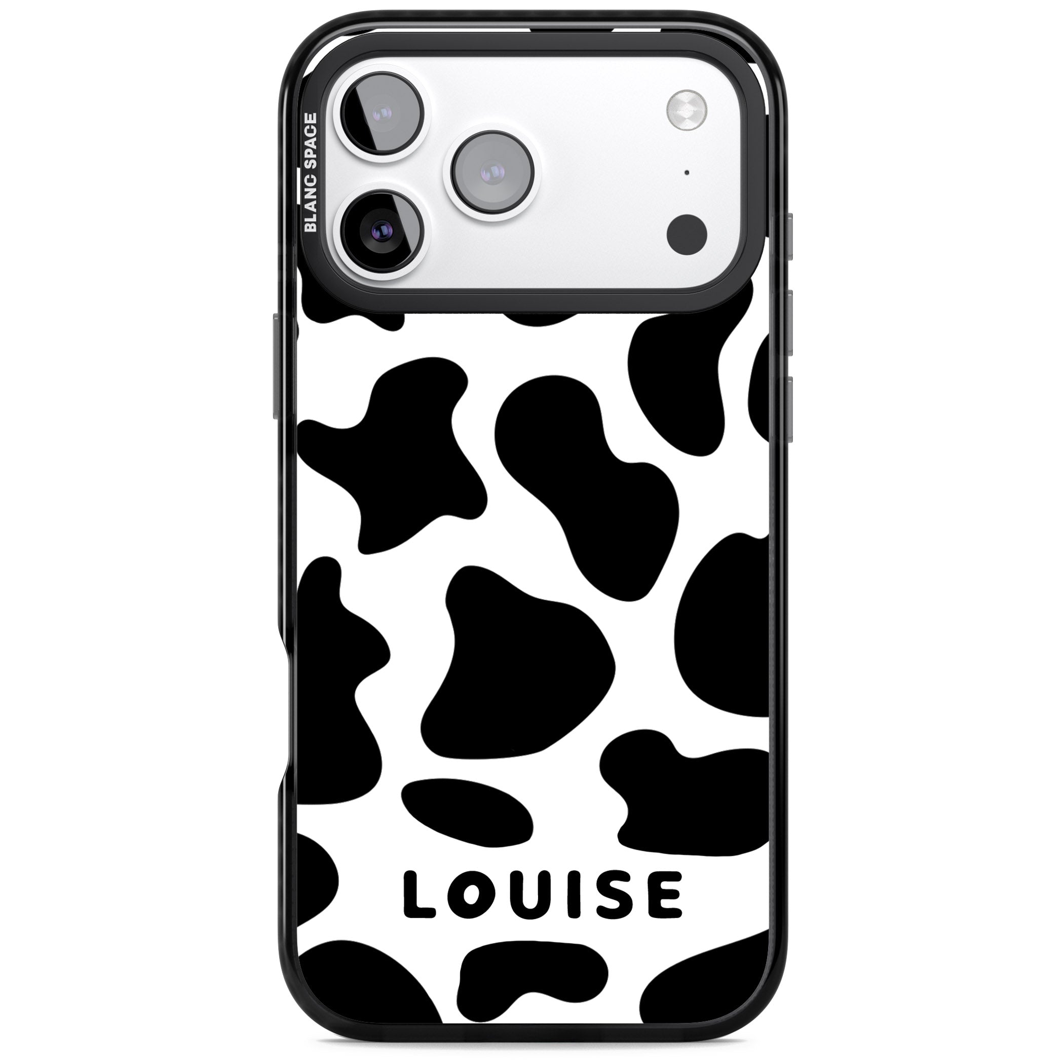 Personalised Cow Print iPhone 17 Pro Max Impact Pro Black Phone Case