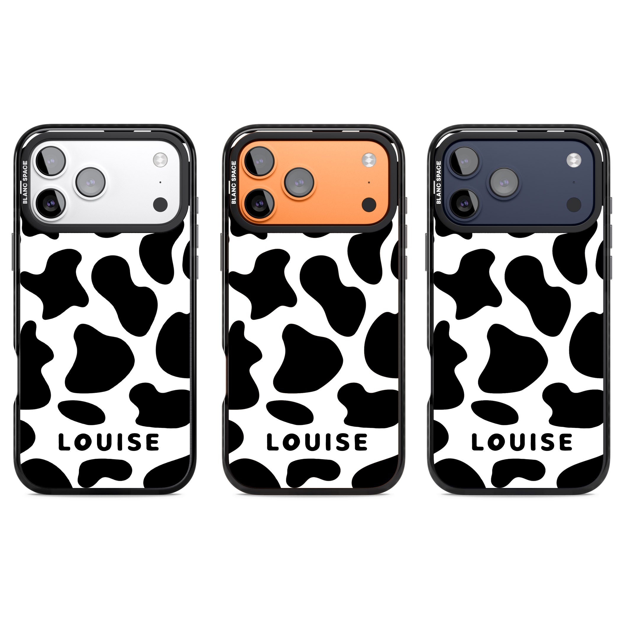 Personalised Cow Print iPhone 17 Pro Impact Pro Black Phone Case APT Impact Protection