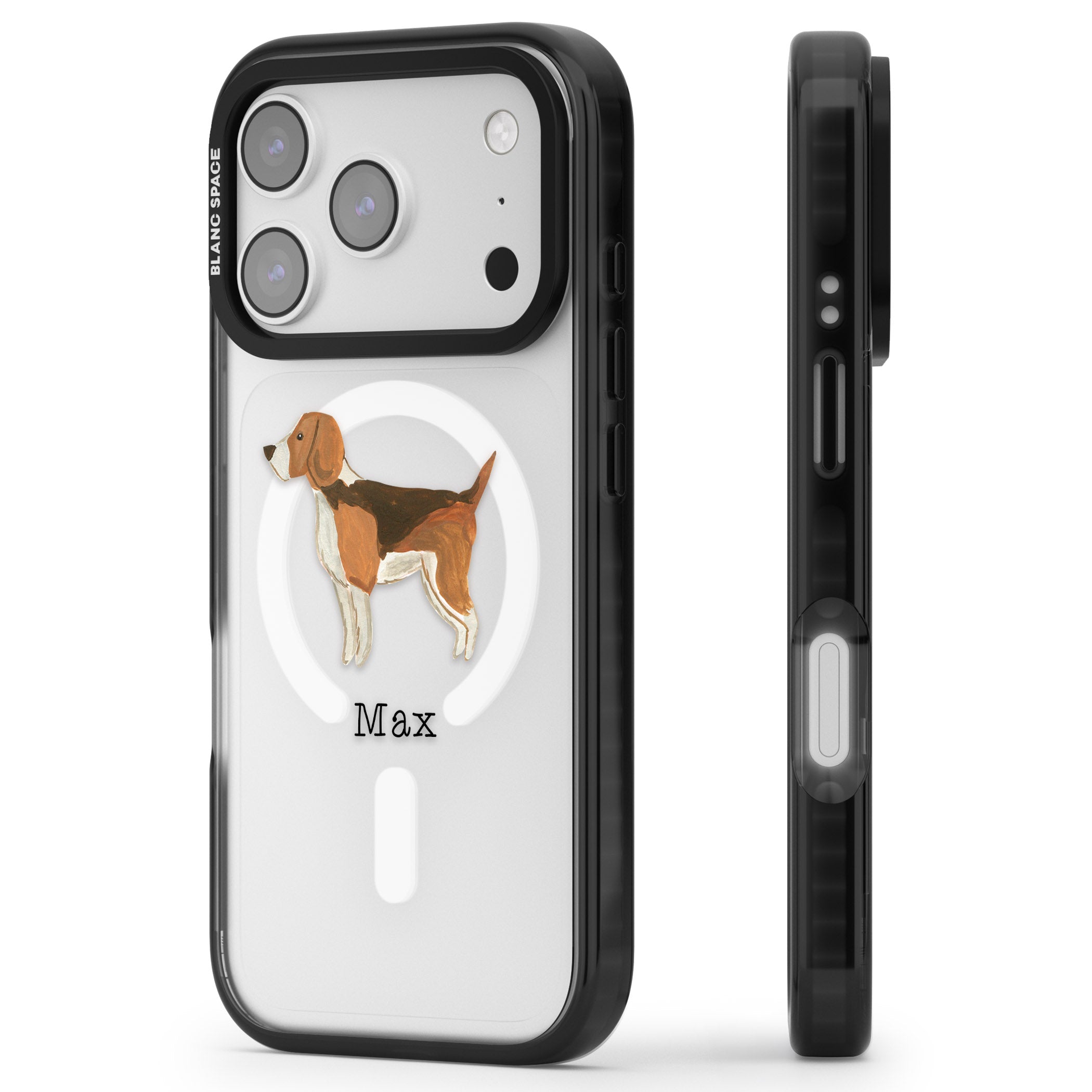 Personalised Beagle iPhone 17 Pro Max Impact Pro Black Phone Case Side Profile