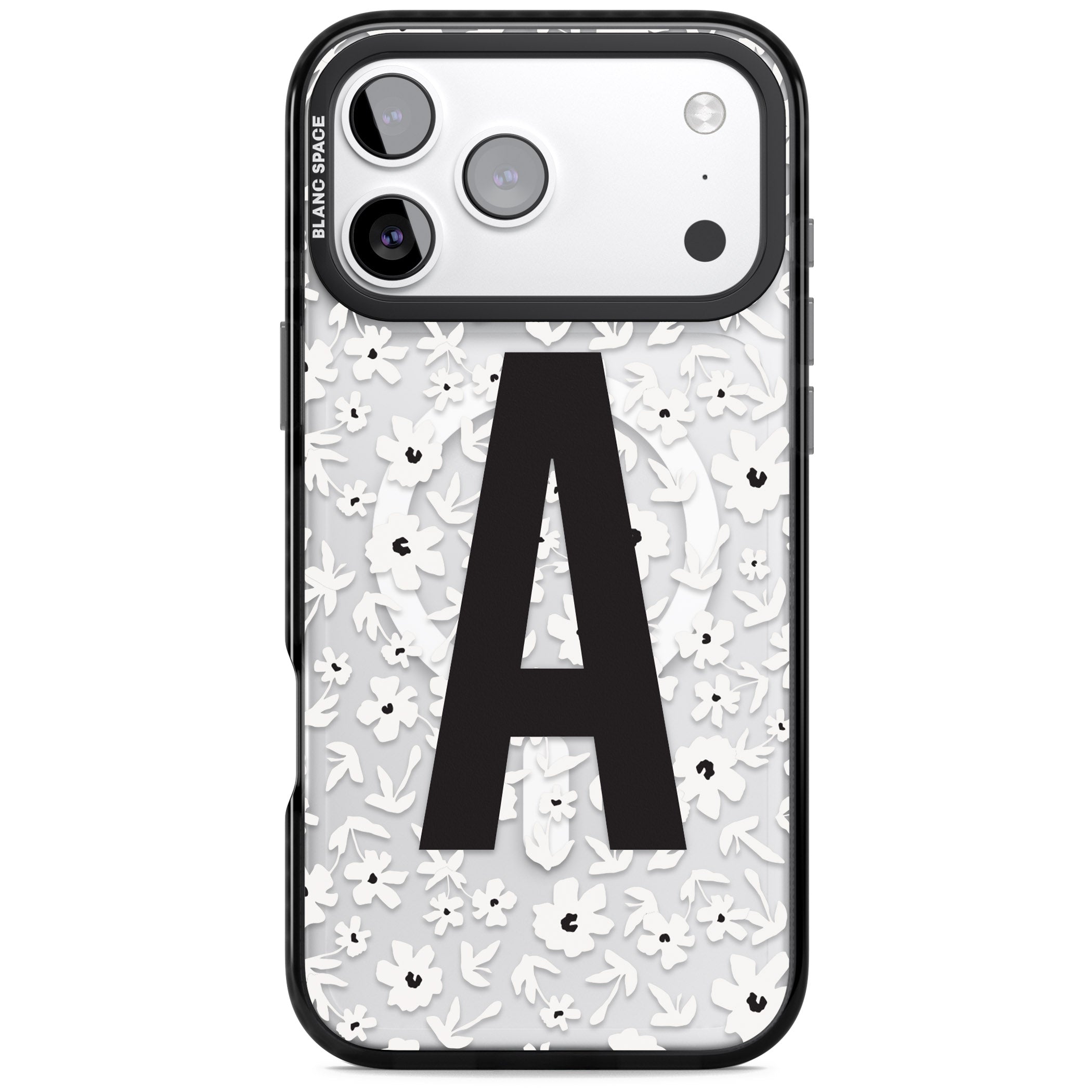 Personalised Bold Initial Floral iPhone 17 Pro Max Impact Pro Black Phone Case