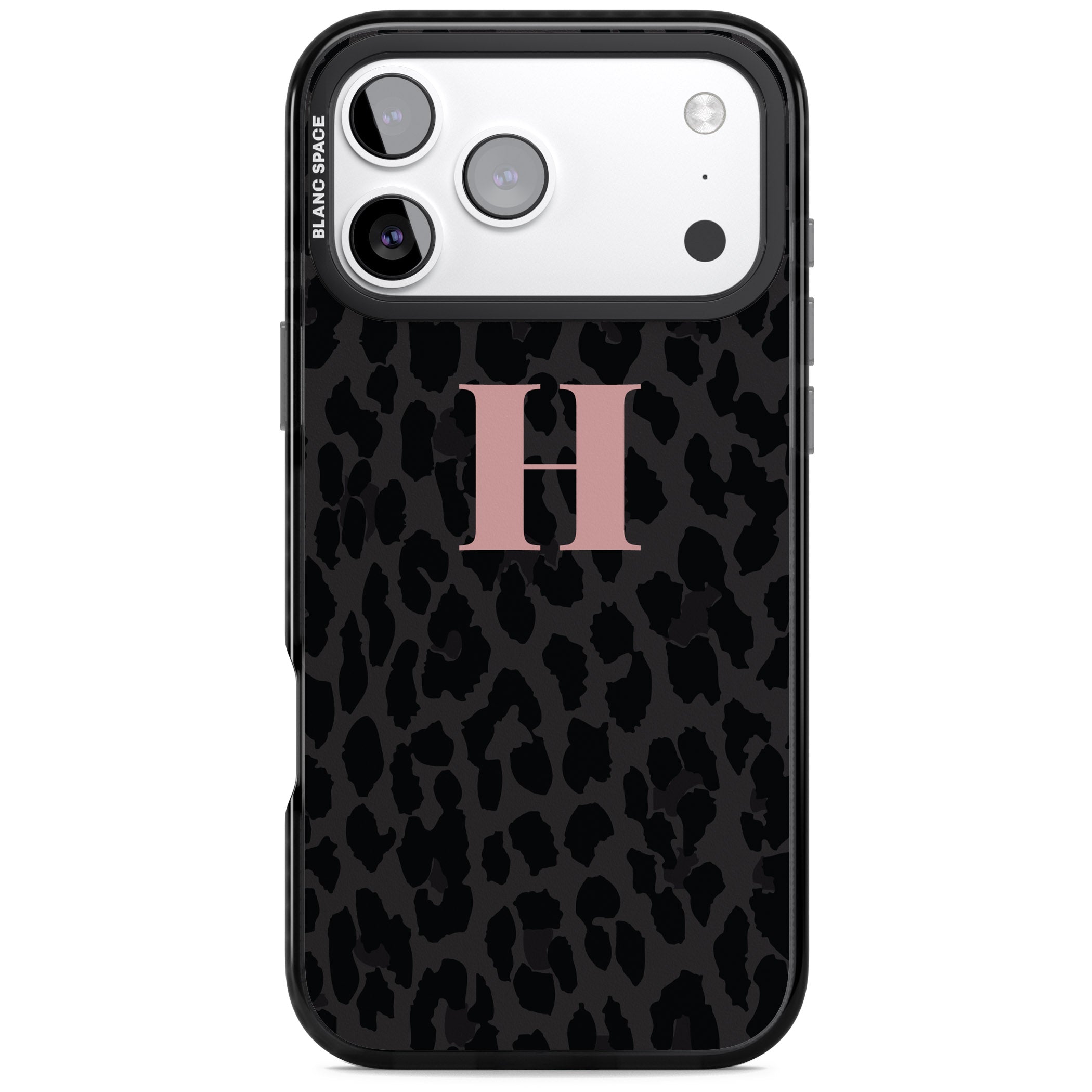 Personalised Pink Leopard Monogram iPhone 17 Pro Max Impact Pro Black Phone Case