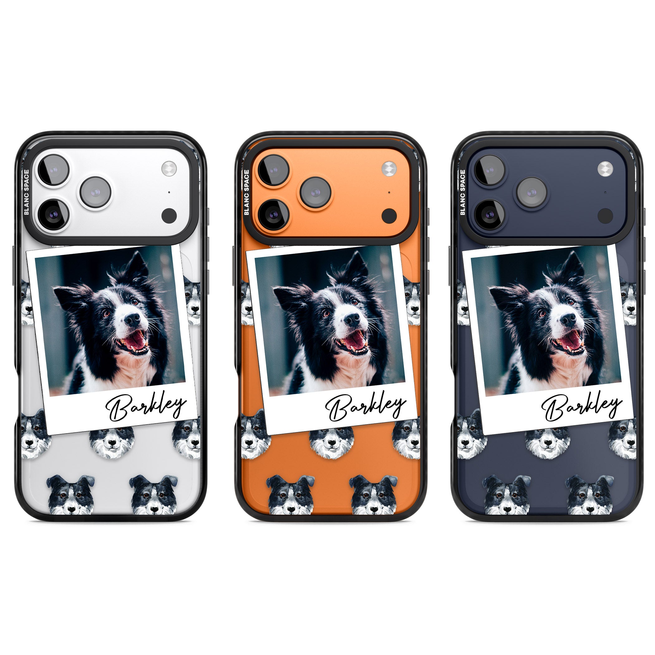 Personalised Border Collie Instant Camera Photo iPhone 17 Pro Impact Pro Black Phone Case APT Impact Protection