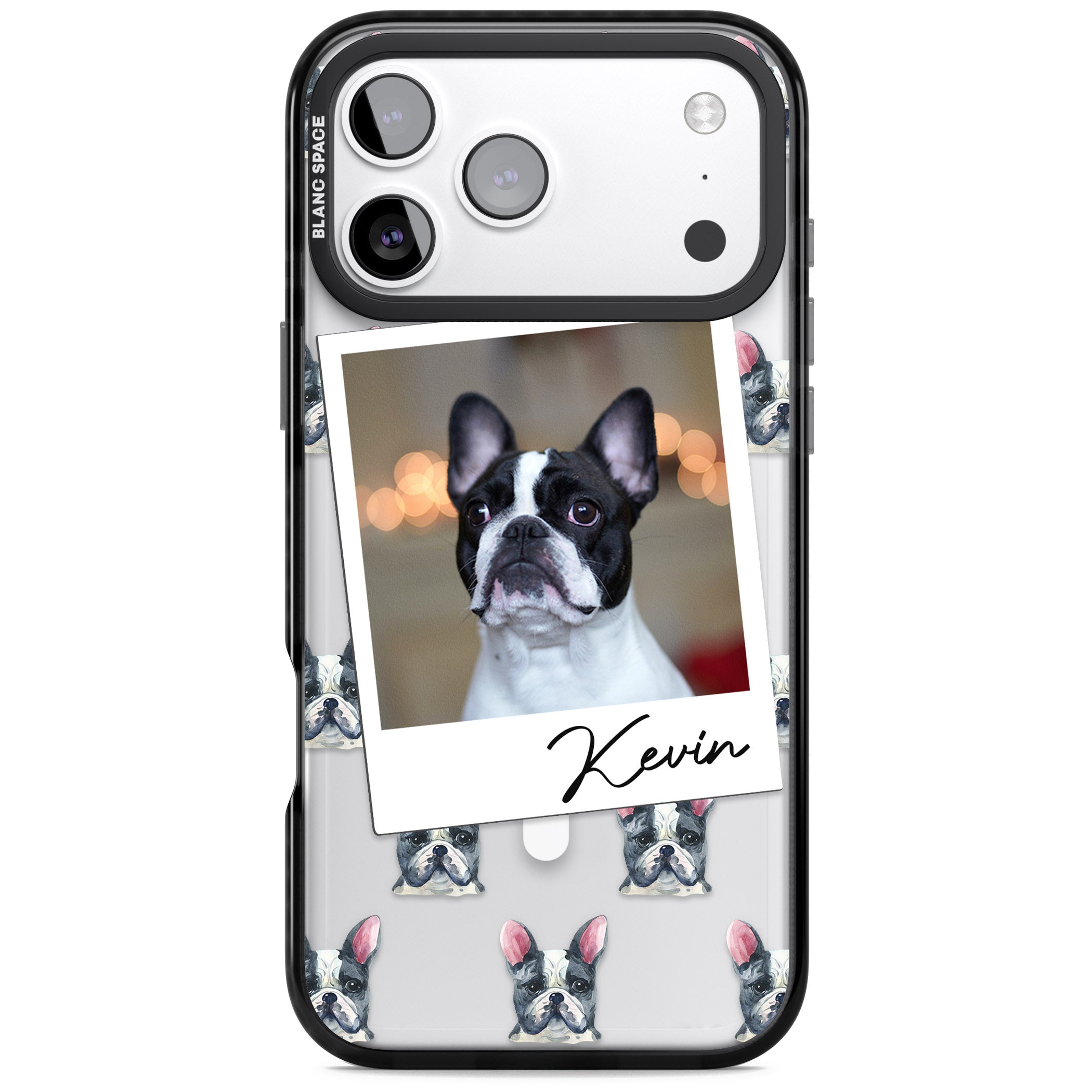 Personalised Black & White French Bulldog Instant Camera Photo iPhone 17 Pro Max Impact Pro Black Phone Case