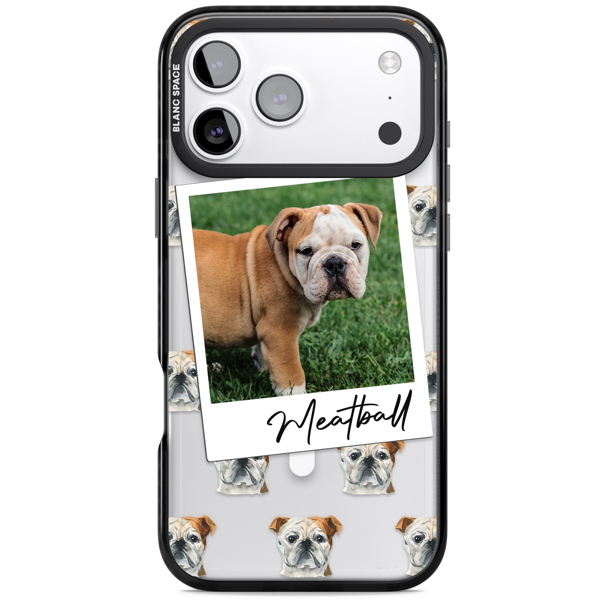 Personalised English Bulldog Instant Camera Photo iPhone 17 Pro Max Impact Pro Black Phone Case