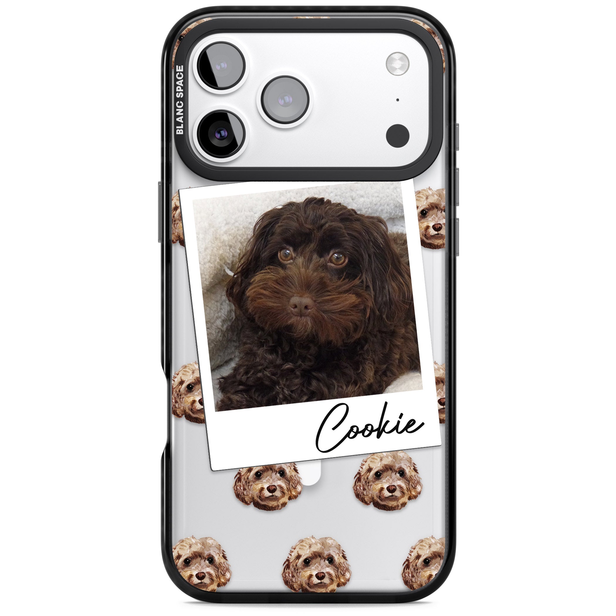 Personalised Brown Cockapoo Instant Camera Photo iPhone 17 Pro Max Impact Pro Black Phone Case