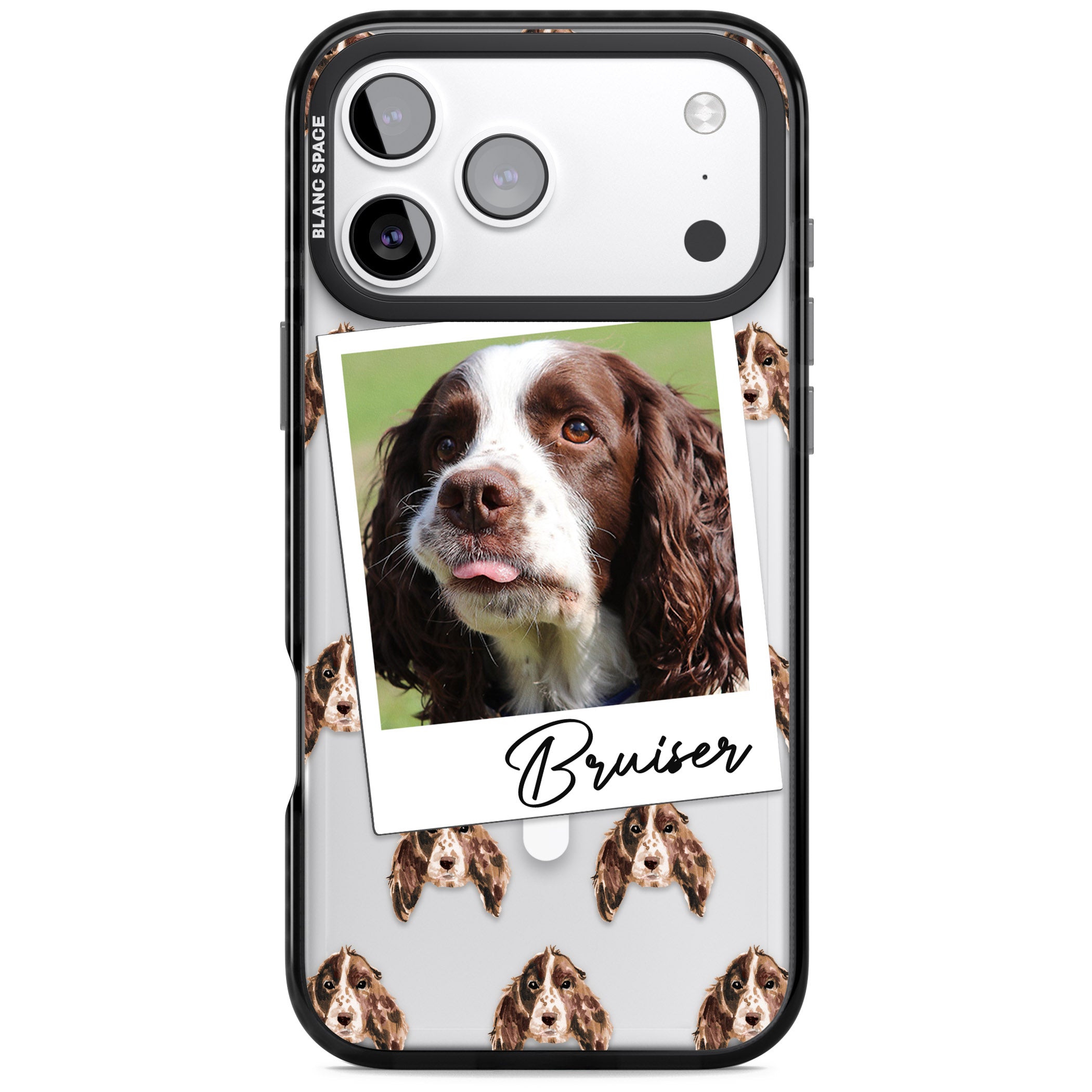 Personalised Springer Spaniel Instant Camera Photo iPhone 17 Pro Max Impact Pro Black Phone Case