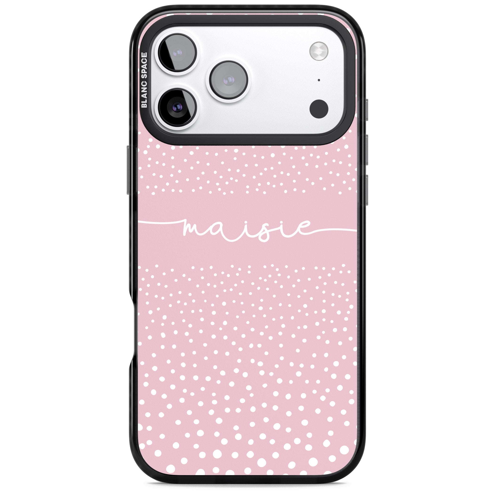 Personalised Pink Dots iPhone 17 Pro Max Impact Pro Black Phone Case